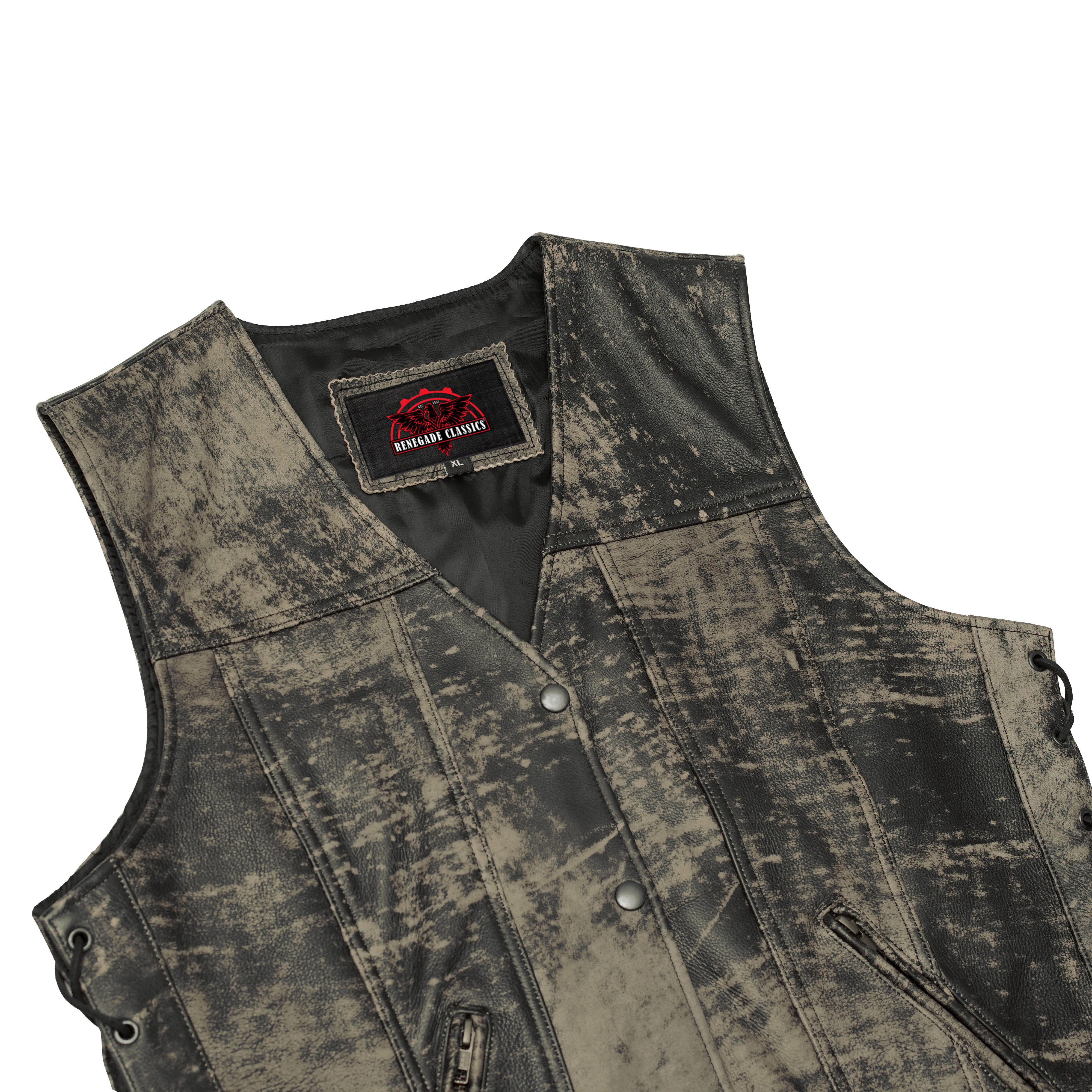 Fury Queem™ Women's leather motorcycle vest-  Antique Brown