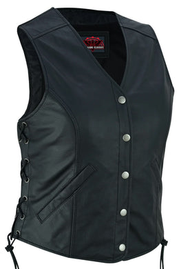 Eelskin™ Women's leather motorcycle vest