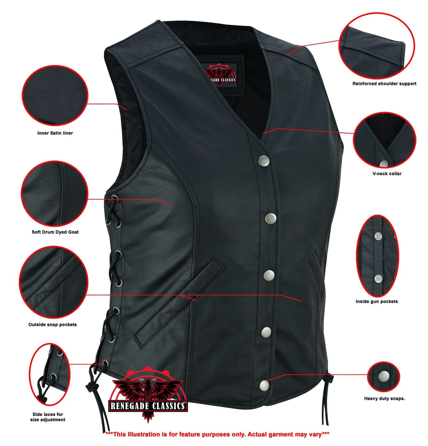 Eelskin™ Women's leather motorcycle vest