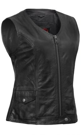 Drakelle Women’s Leather Motorcycle Vest