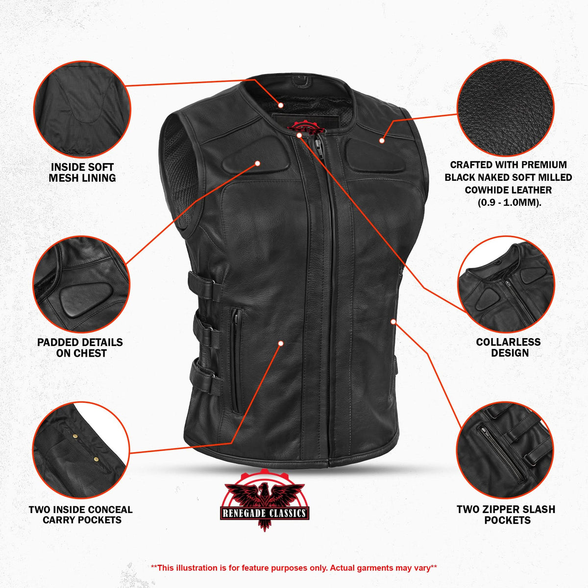 Cronan Women’s Leather Motorcycle Vest