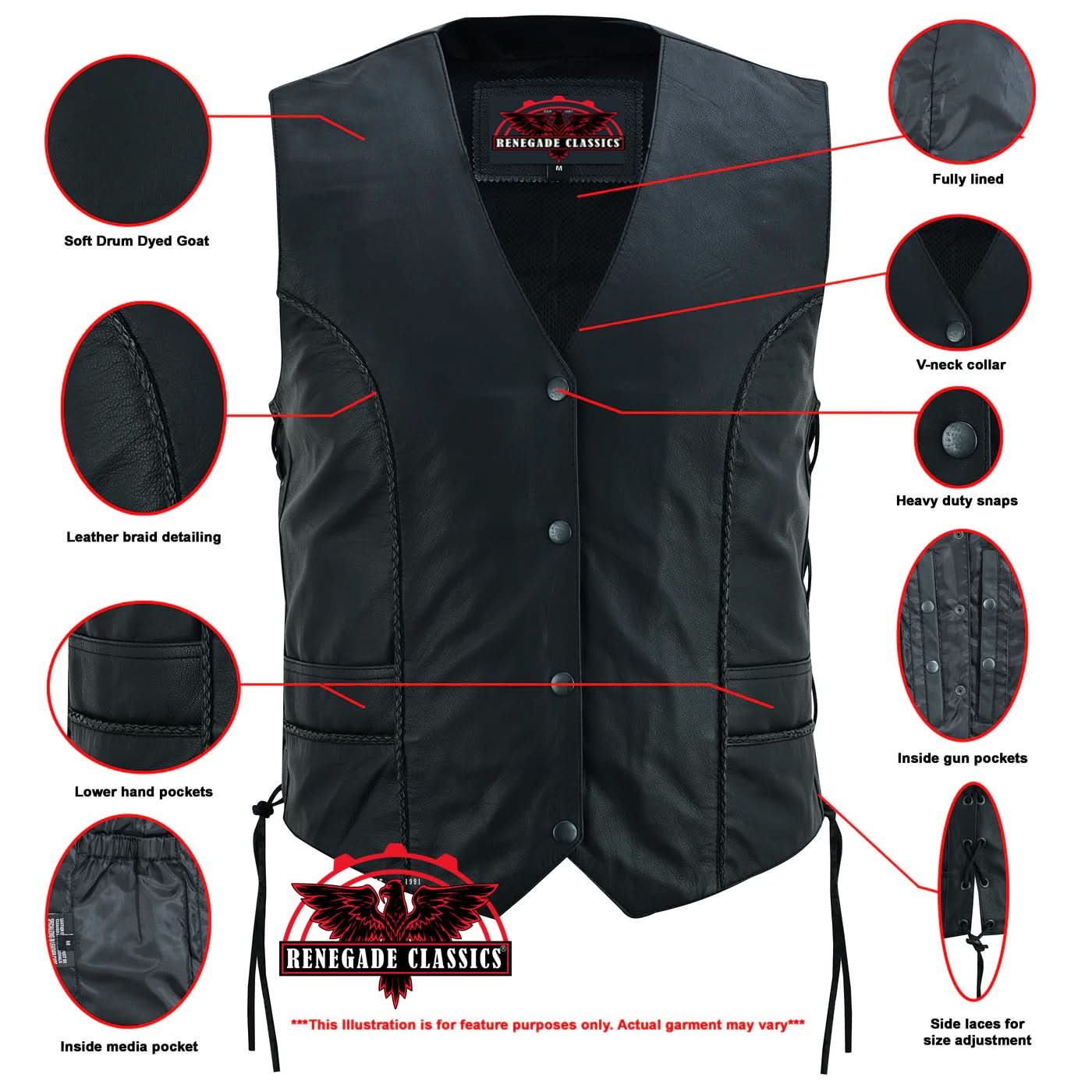 Ovanna™ Women's leather motorcycle vest