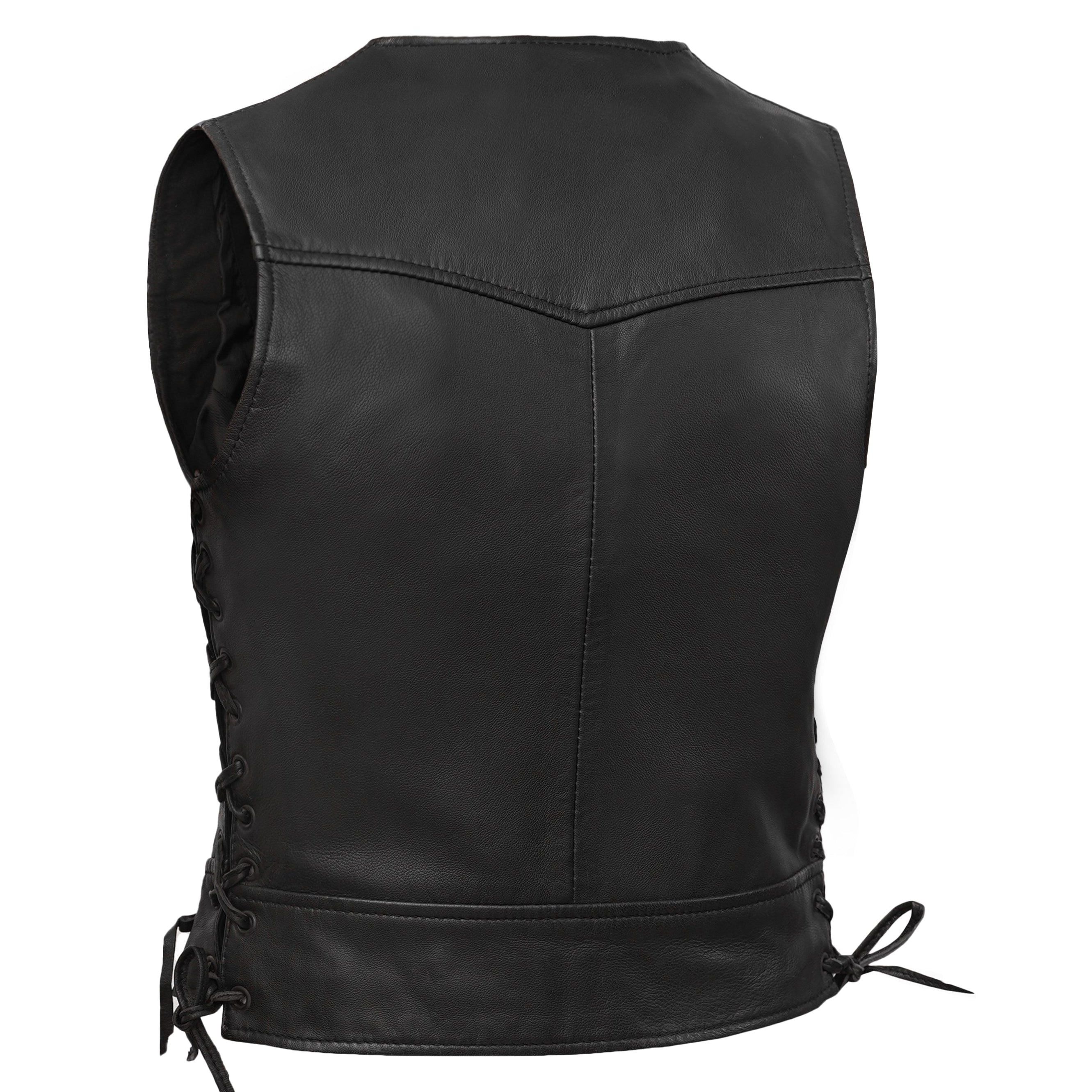 Biker Mommy™ Women's leather motorcycle vest - Black