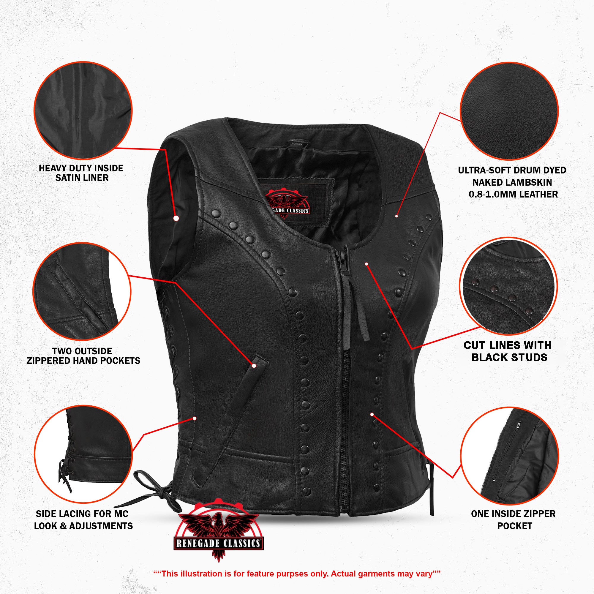Biker Mommy™ Women's leather motorcycle vest - Black