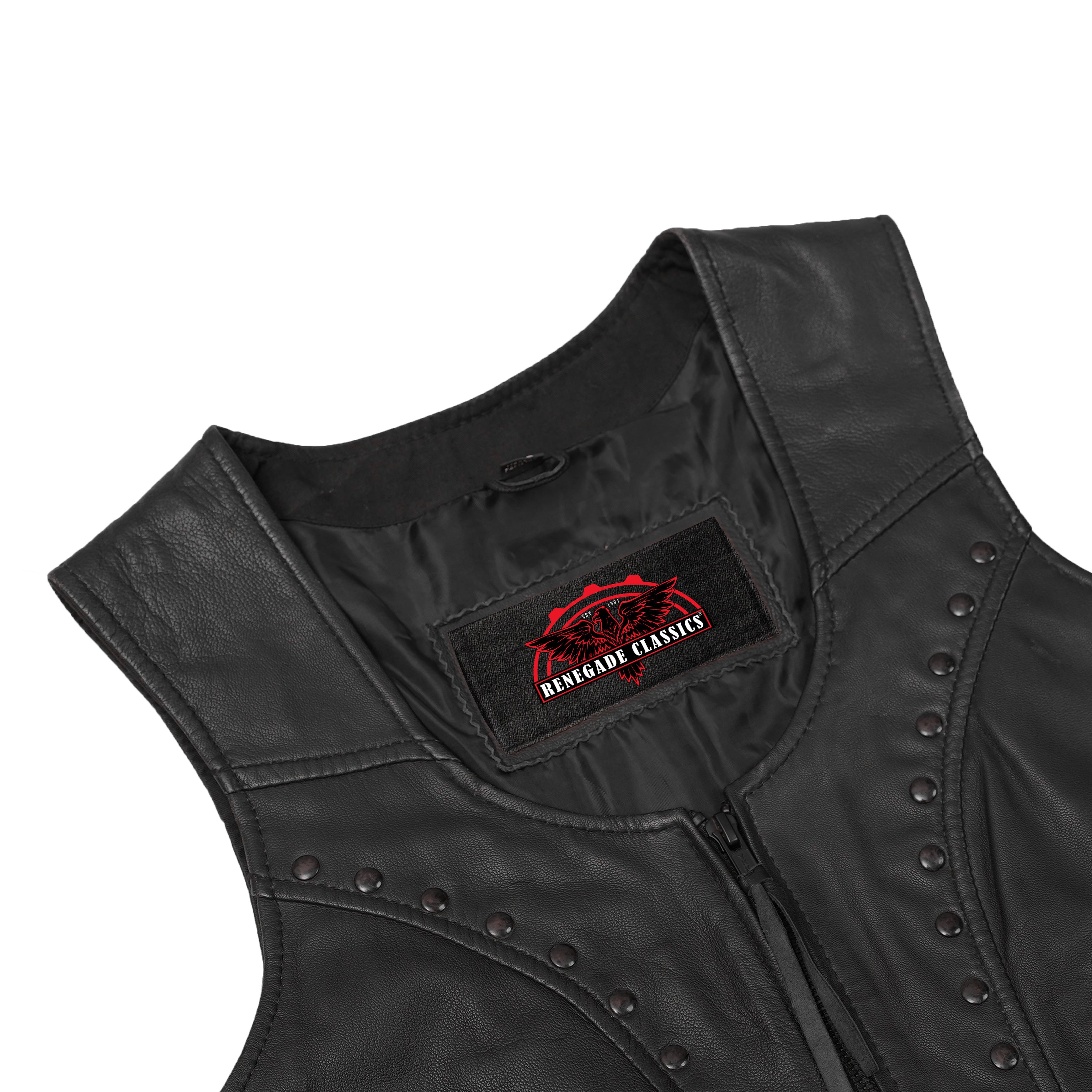Biker Mommy™ Women's leather motorcycle vest - Black