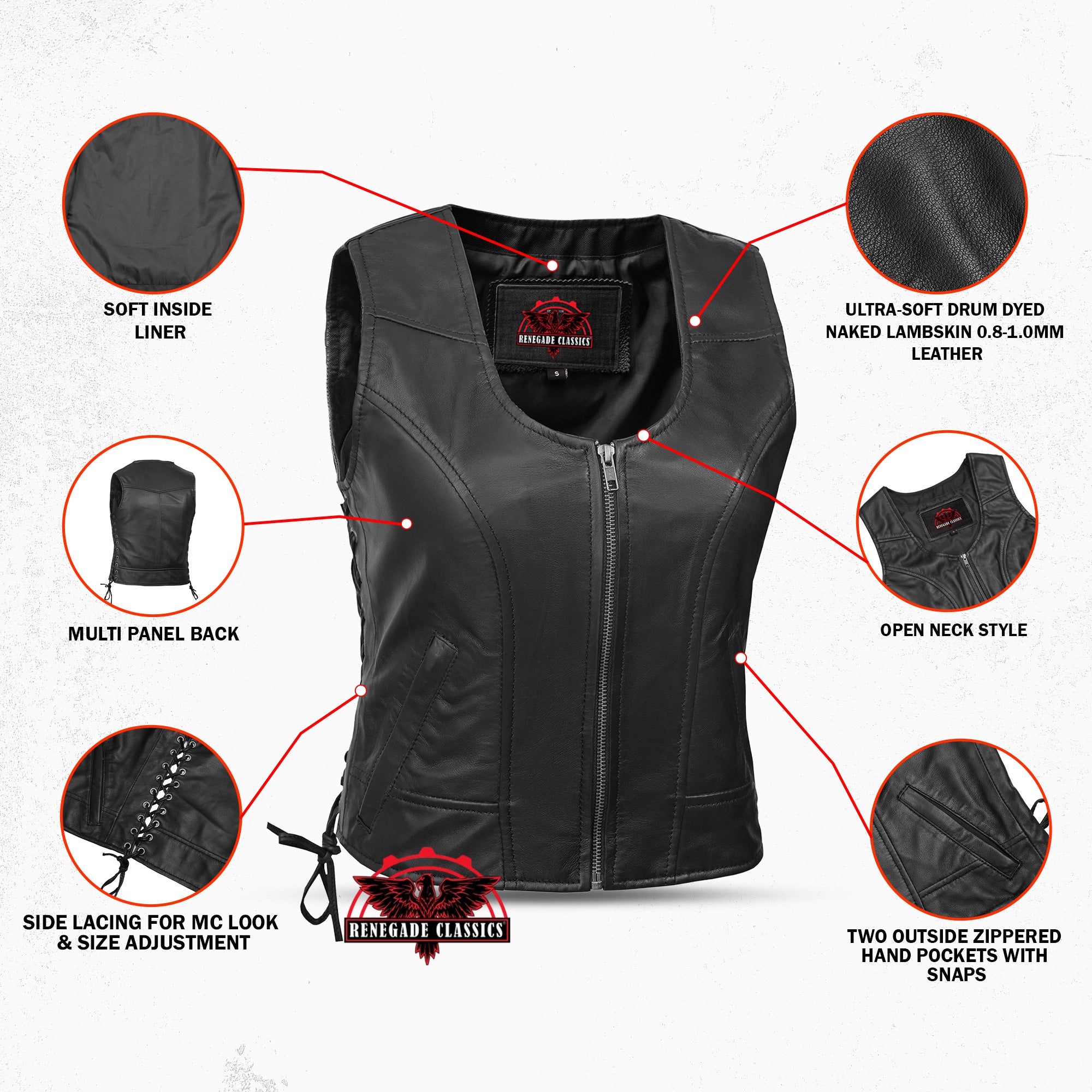 Zellis™ Women's leather motorcycle vest