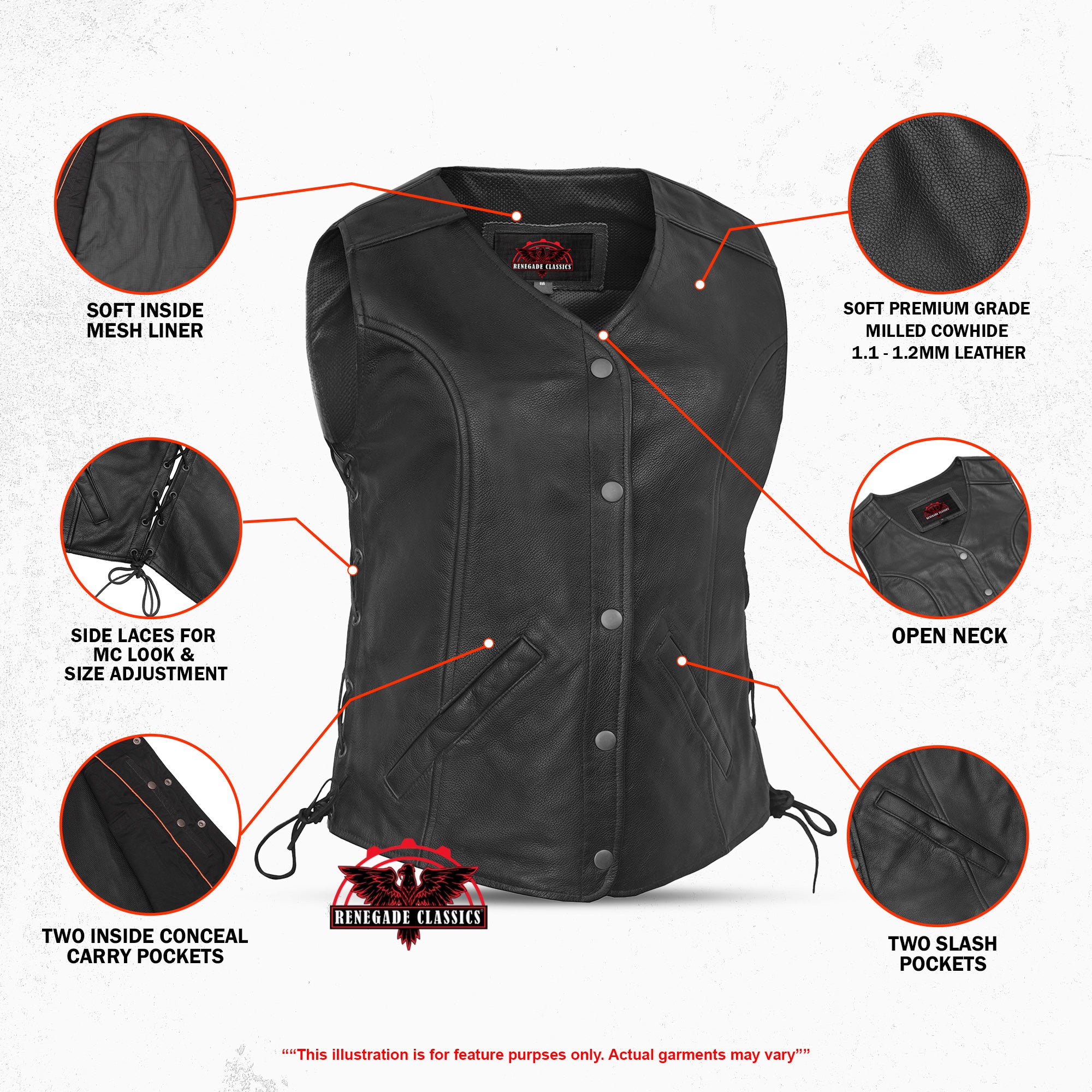 Elevas™ Women's Leather Motorcycle Vest
