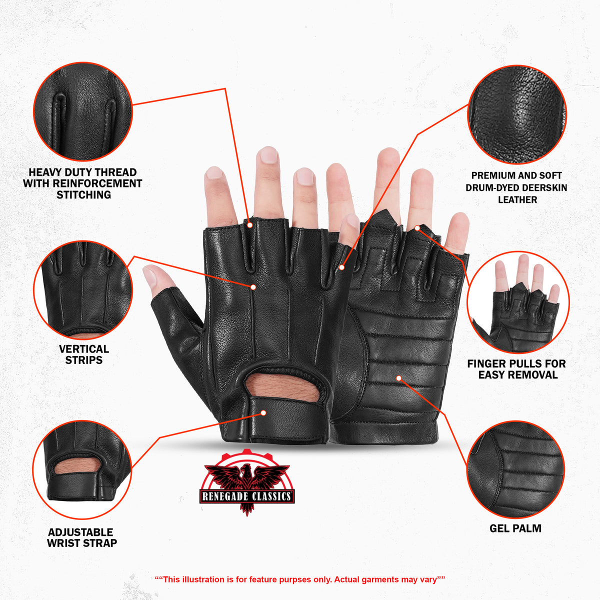HunterTouch™  Men's  leather Fingerless gloves
