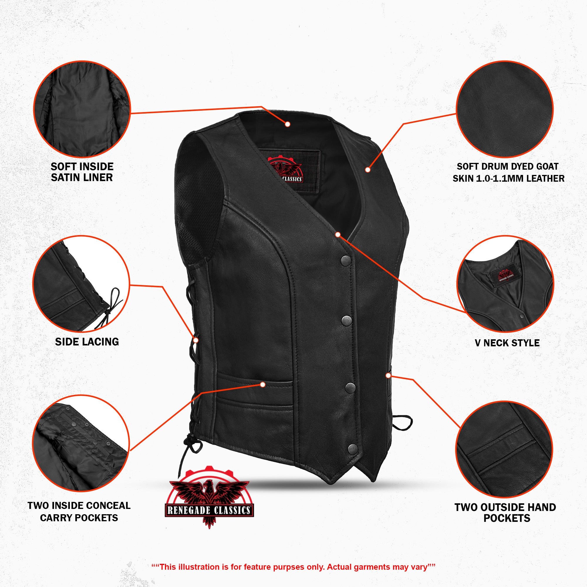 WooGirl™ Women's  leather biker vest
