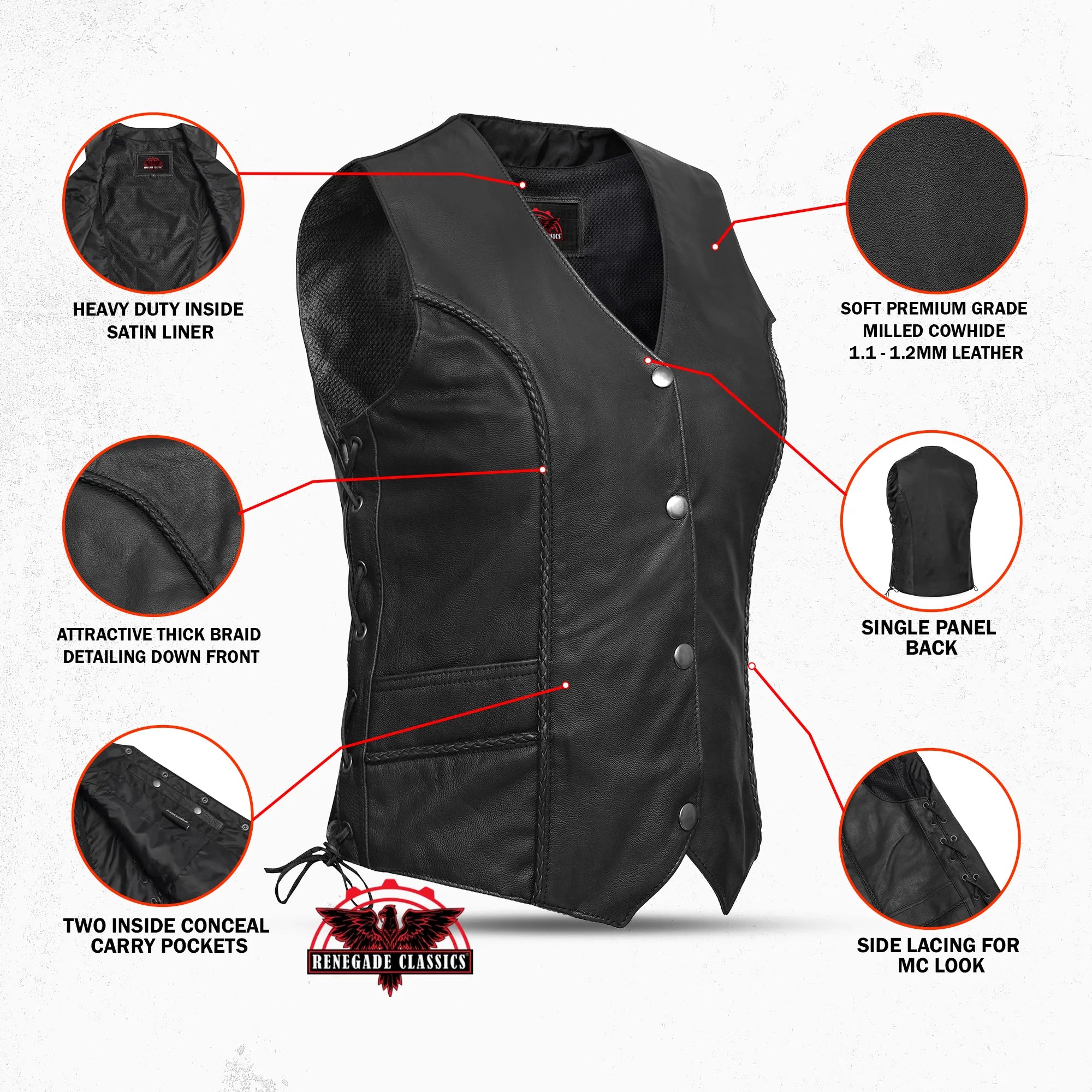 Luxuri™ Women's leather motorcycle vest