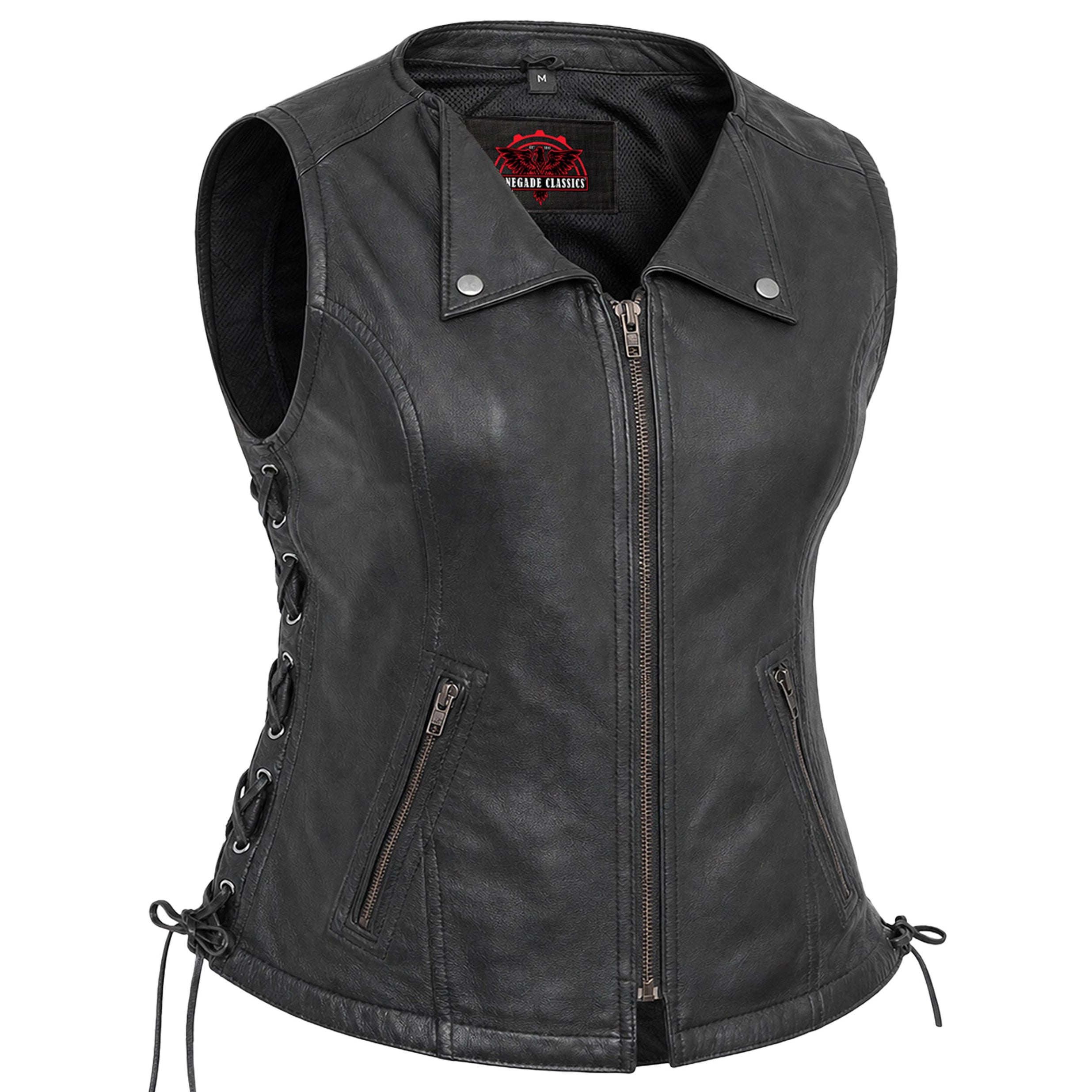 Vexela™ Women's leather motorcycle vest