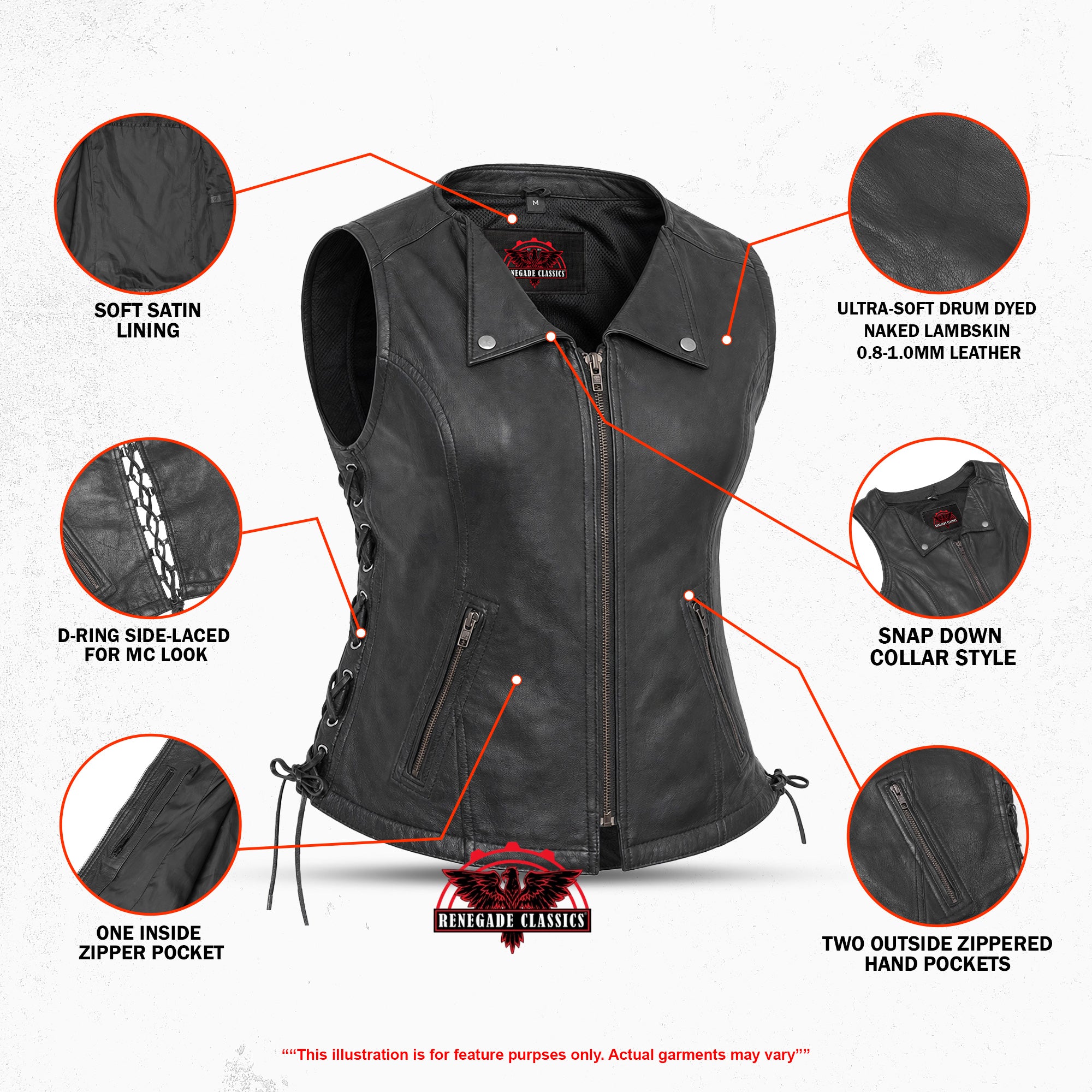 Vexela™ Women's leather motorcycle vest