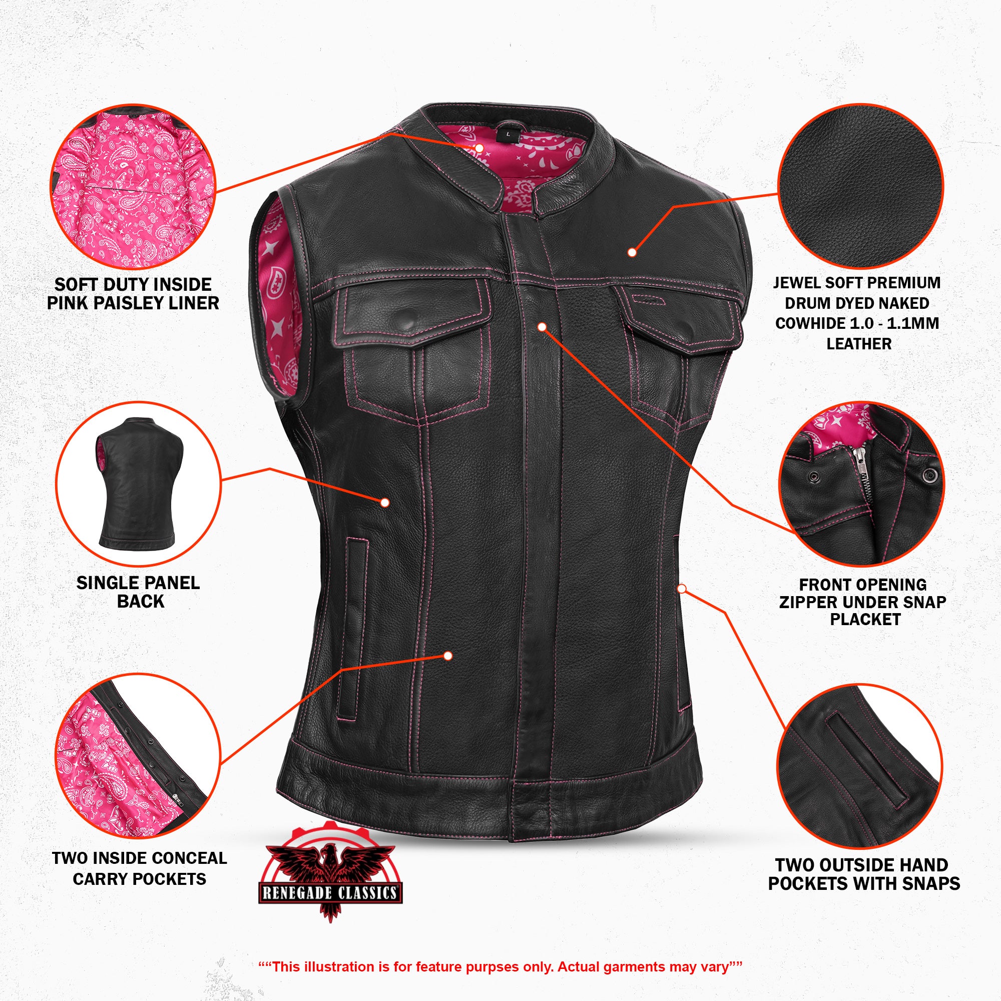Lunula™ Womens Leather Motorcycle Vest