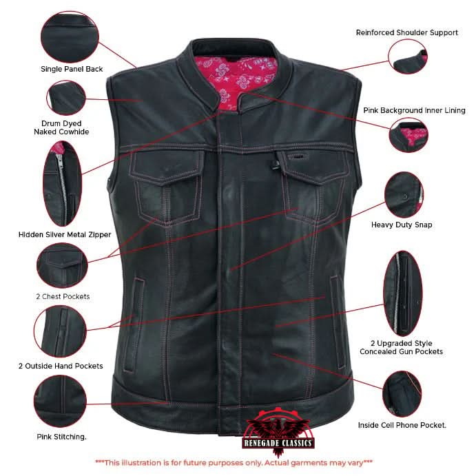 Lunula™ Women's leather motorcycle vest