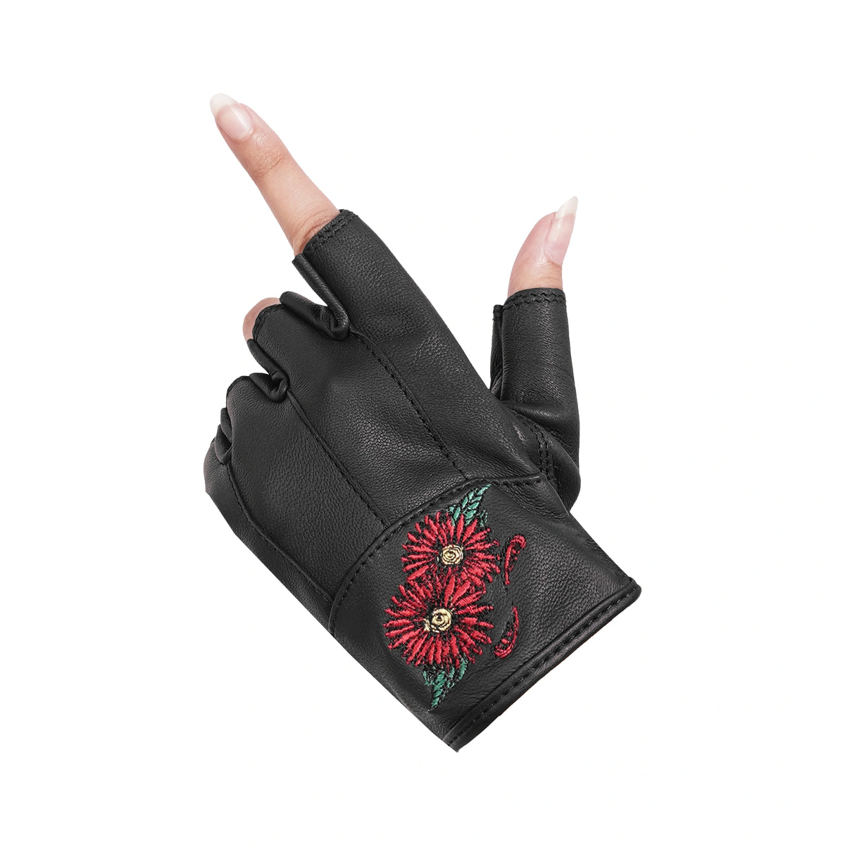 Palmic™ womens leather fingerless gloves