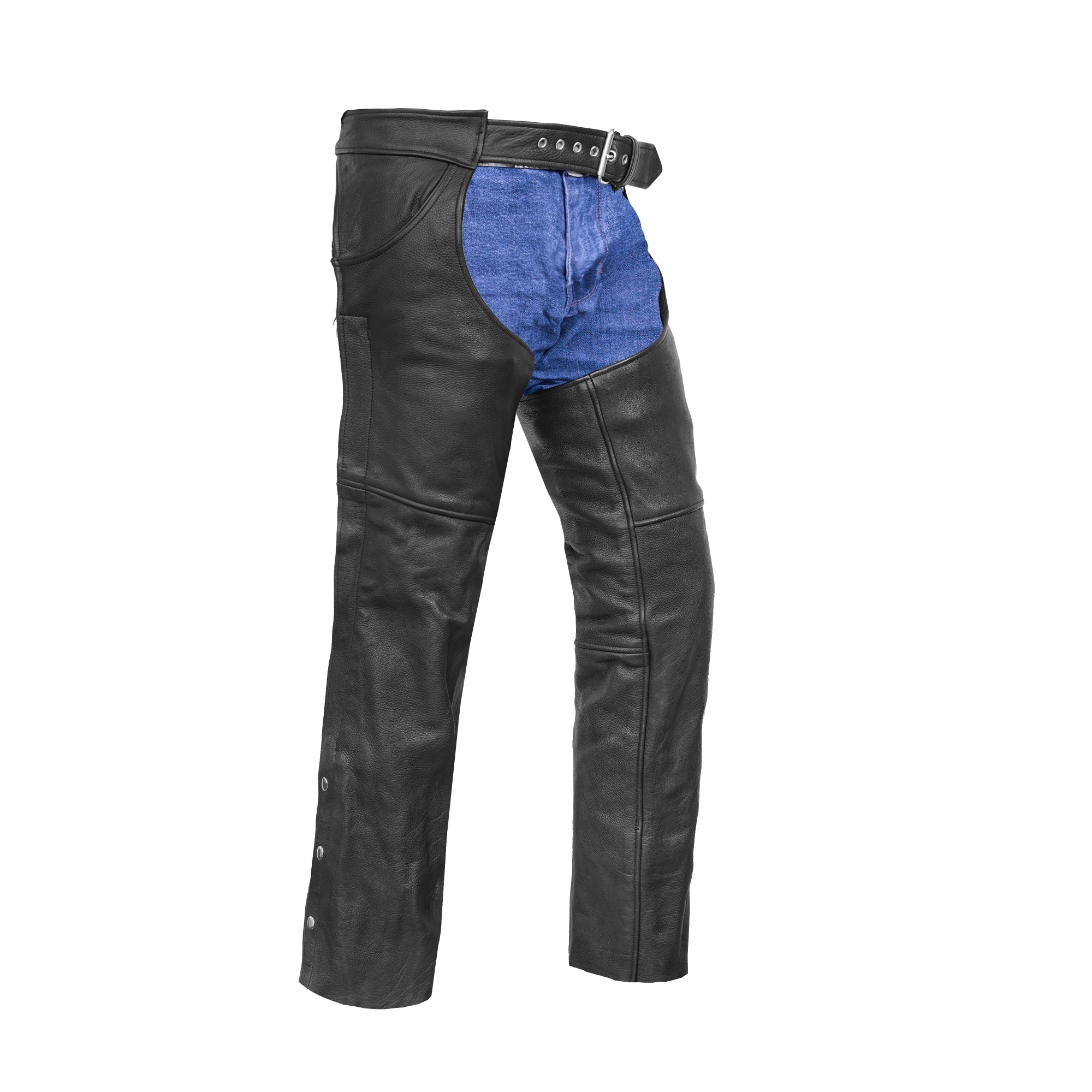 Traza™ Unisex Black leather motorcycle chaps