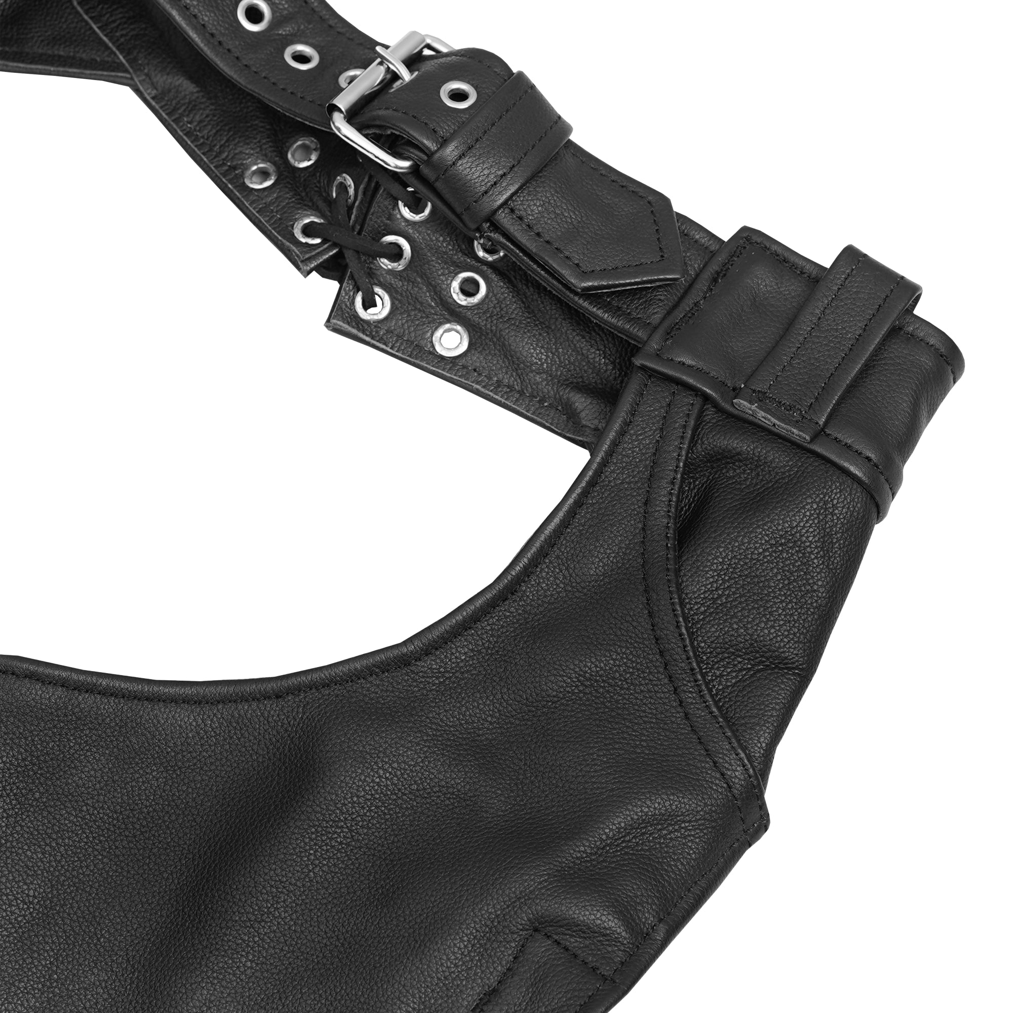 Traza™ Unisex Black leather motorcycle chaps