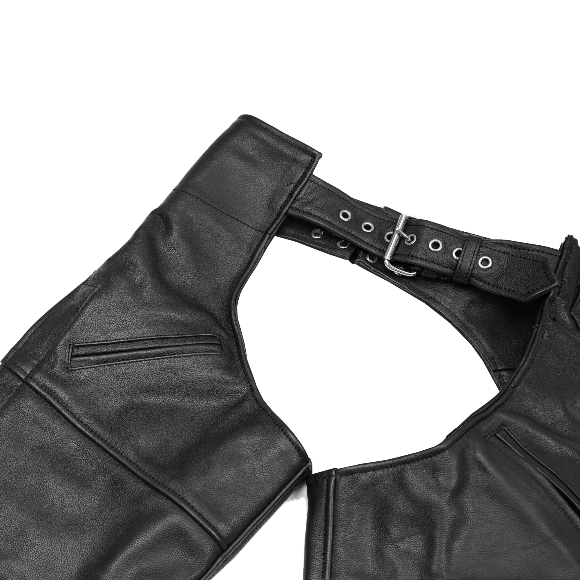Leather Guard™ Unisex leather motorcycle chaps - Black