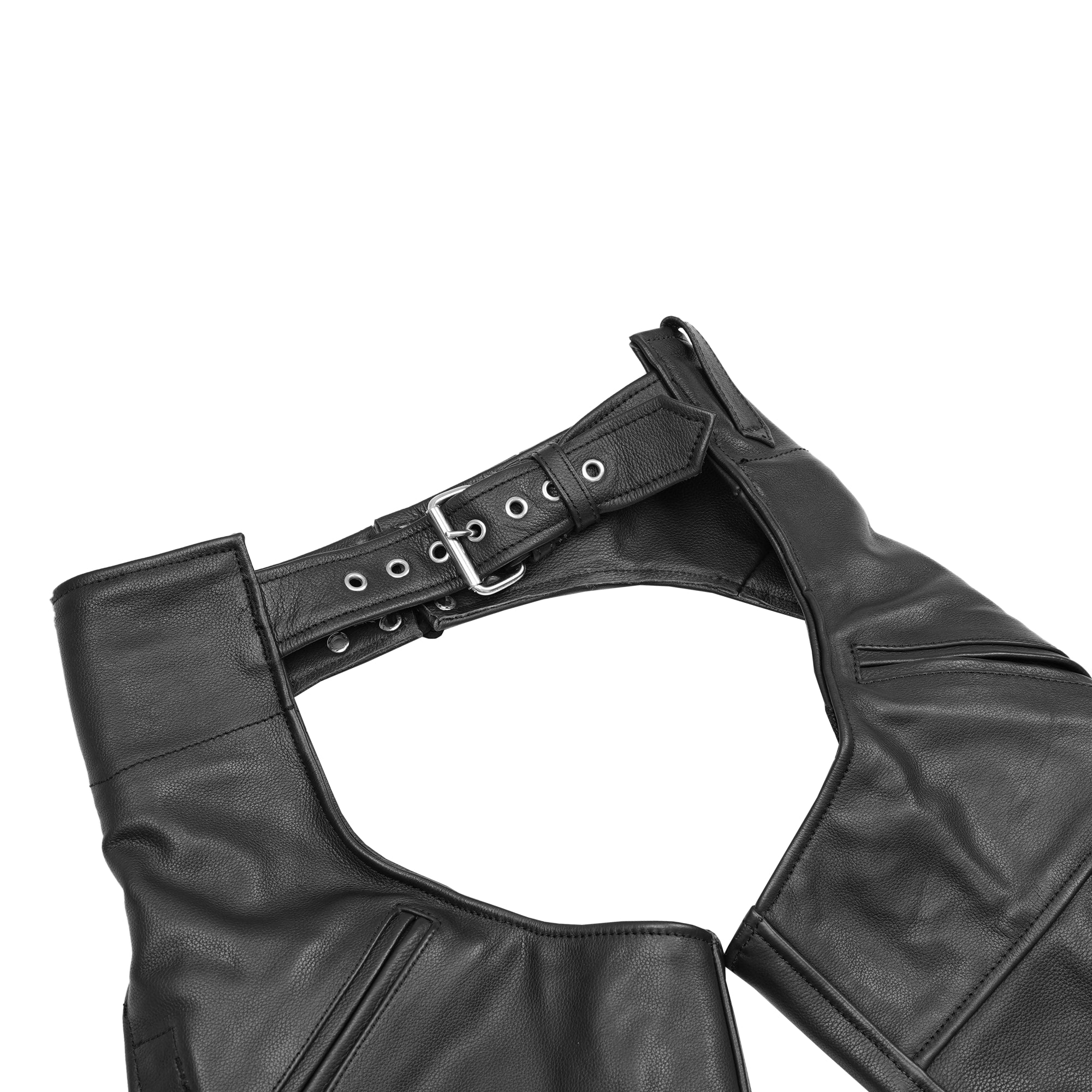 Leather Guard™ Unisex leather motorcycle chaps - Black