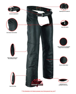 Wrangler™ leather motorcycle chaps - Black