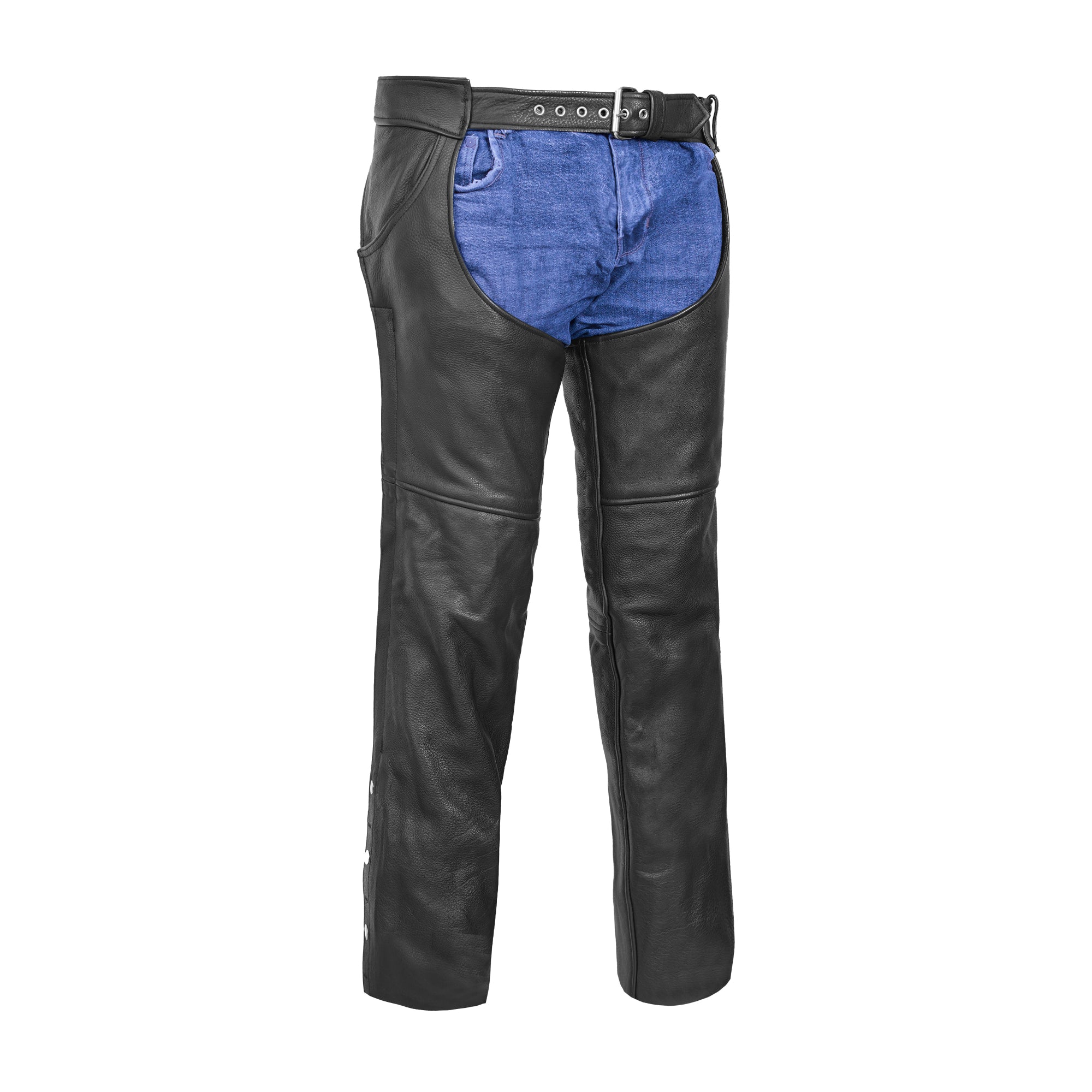 Wrangler™ leather motorcycle chaps - Black