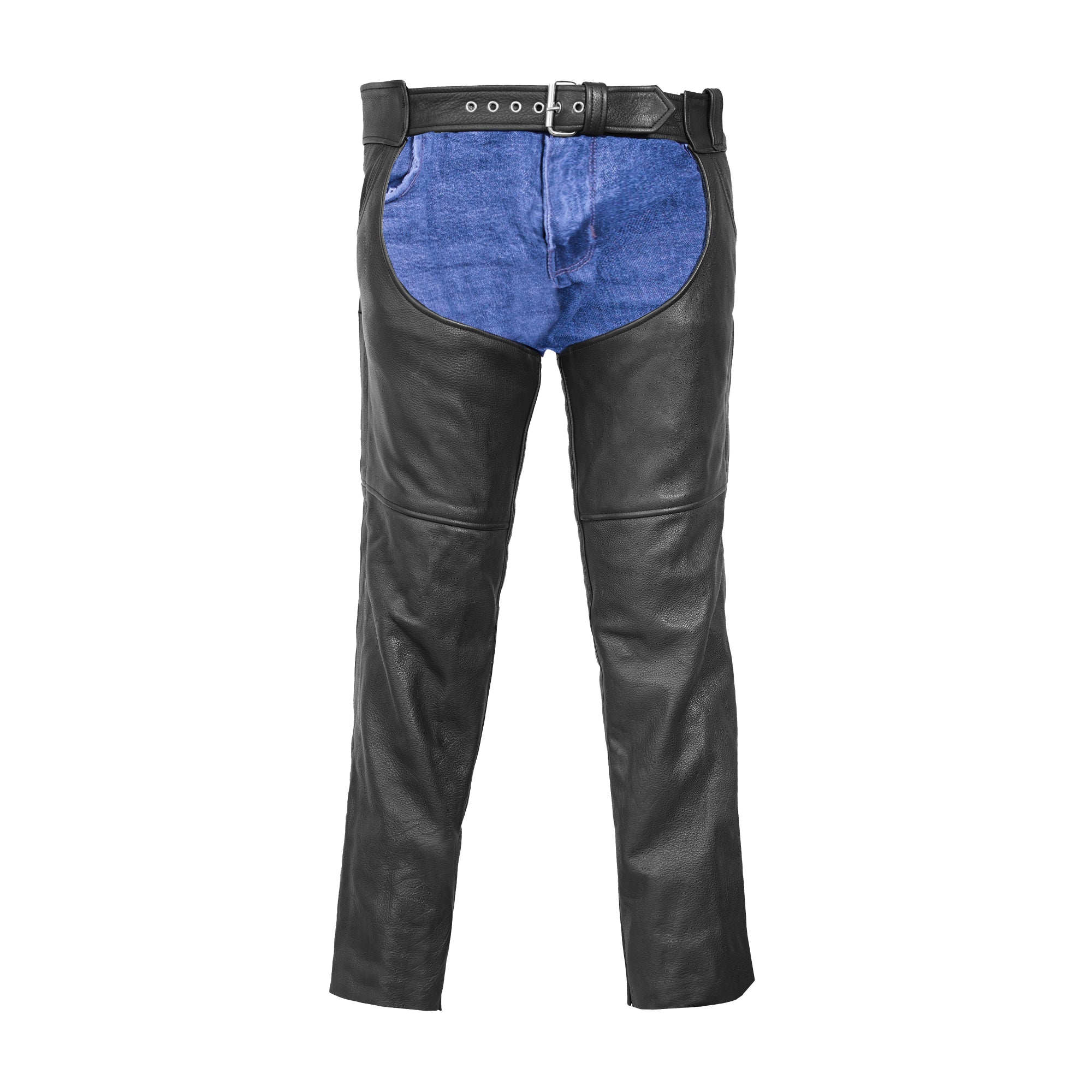 Wrangler™ leather motorcycle chaps - Black