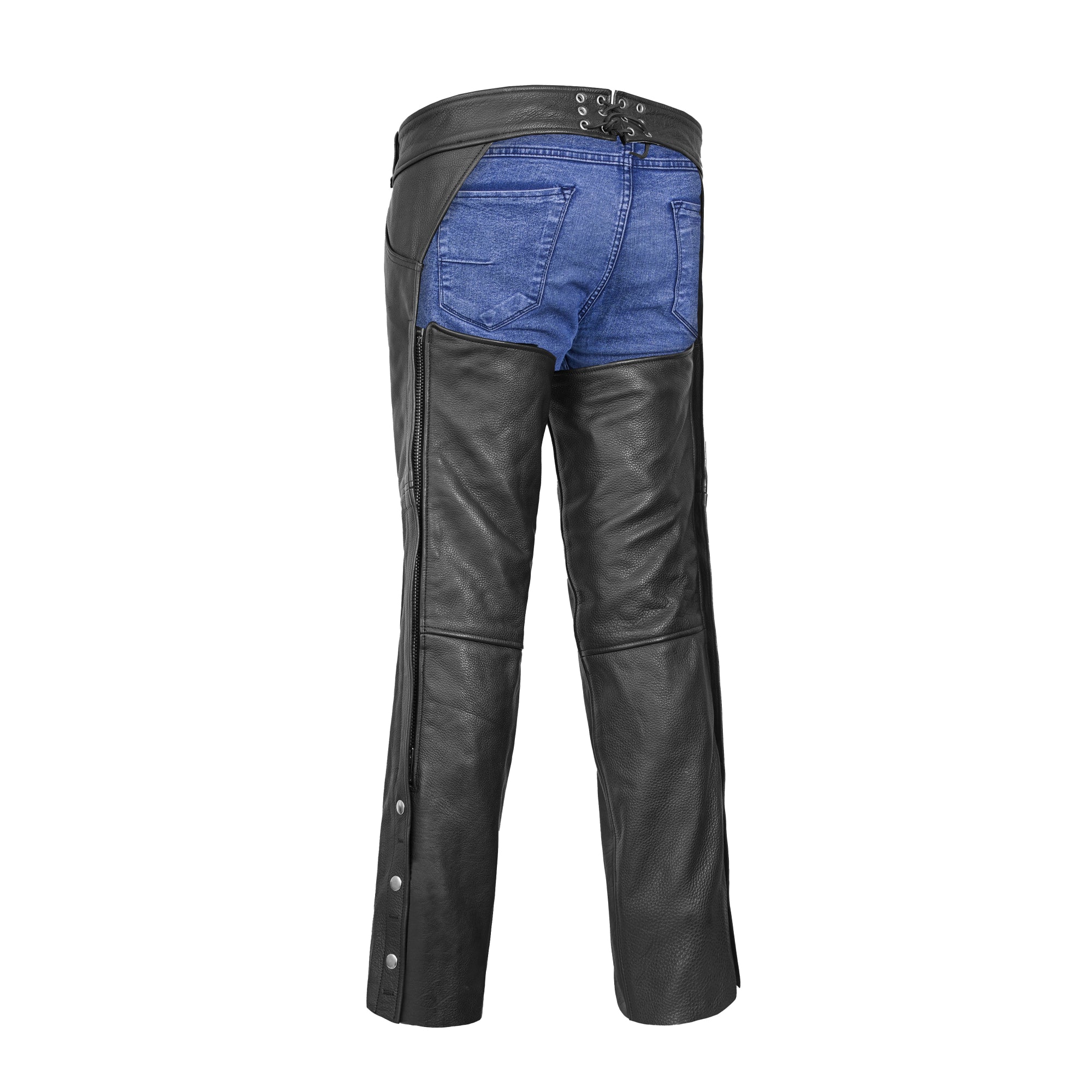 Wrangler™ leather motorcycle chaps - Black