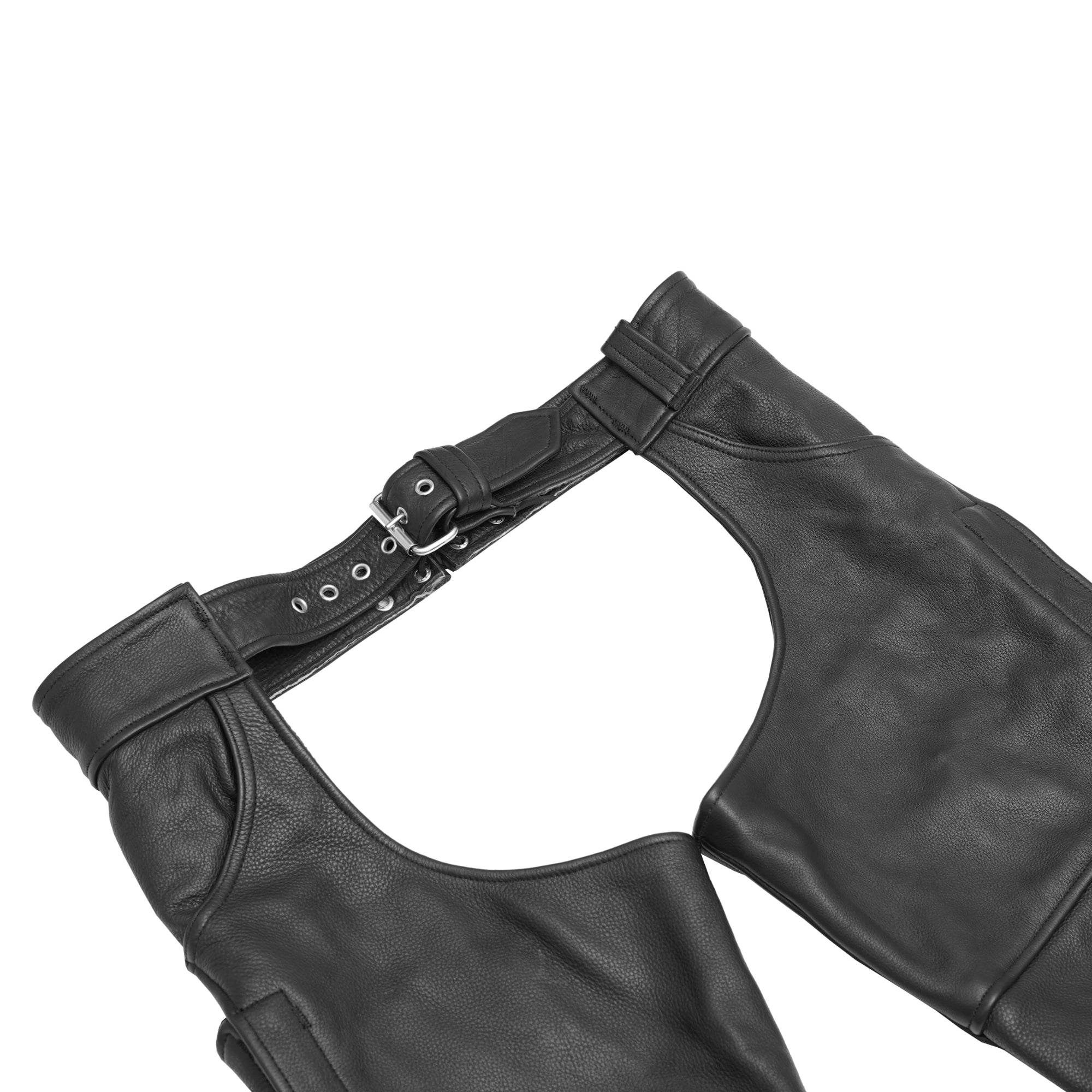 Wrangler™ leather motorcycle chaps - Black
