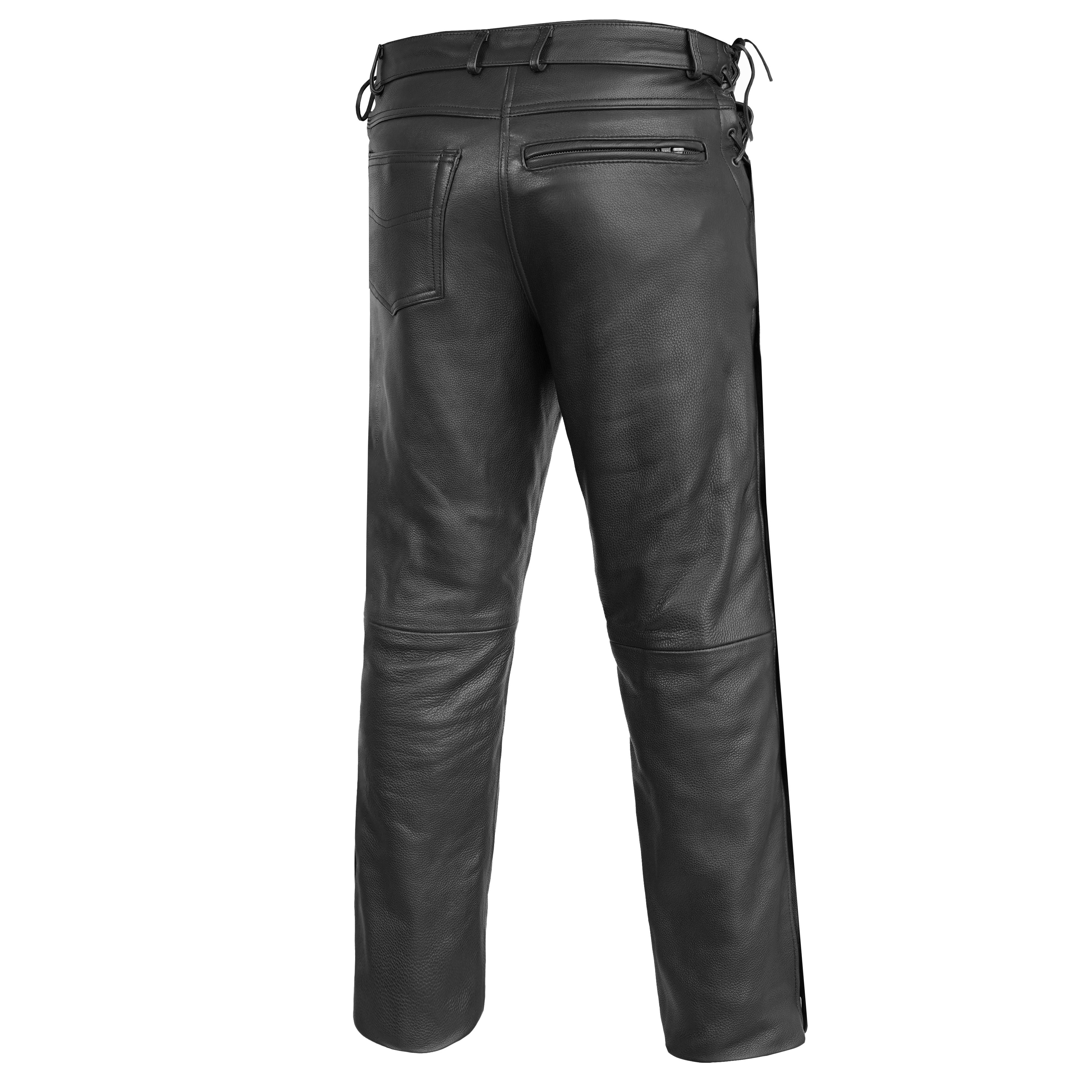 Road Rage™ Black leather motorcycle chaps