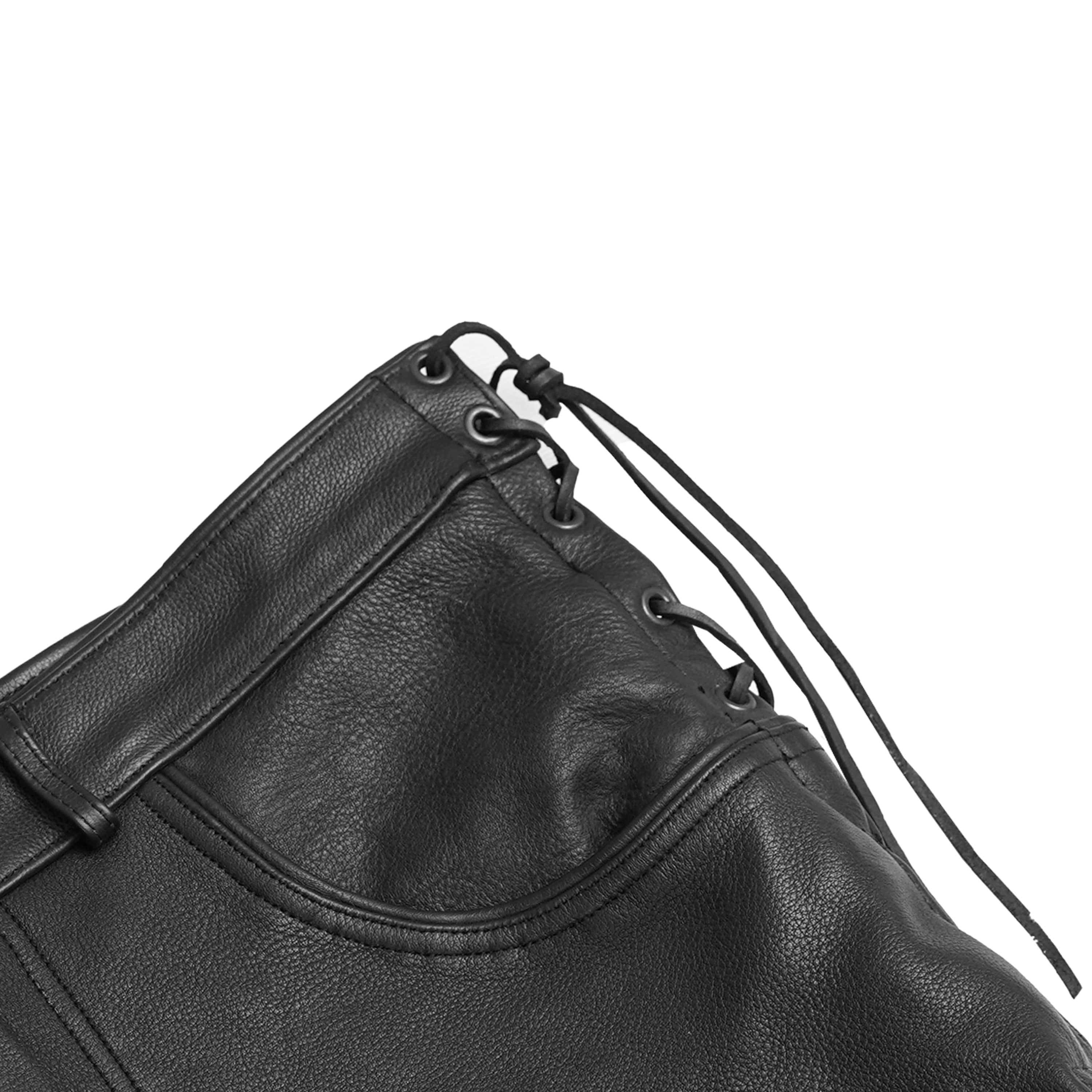 Road Rage™ Black leather motorcycle chaps