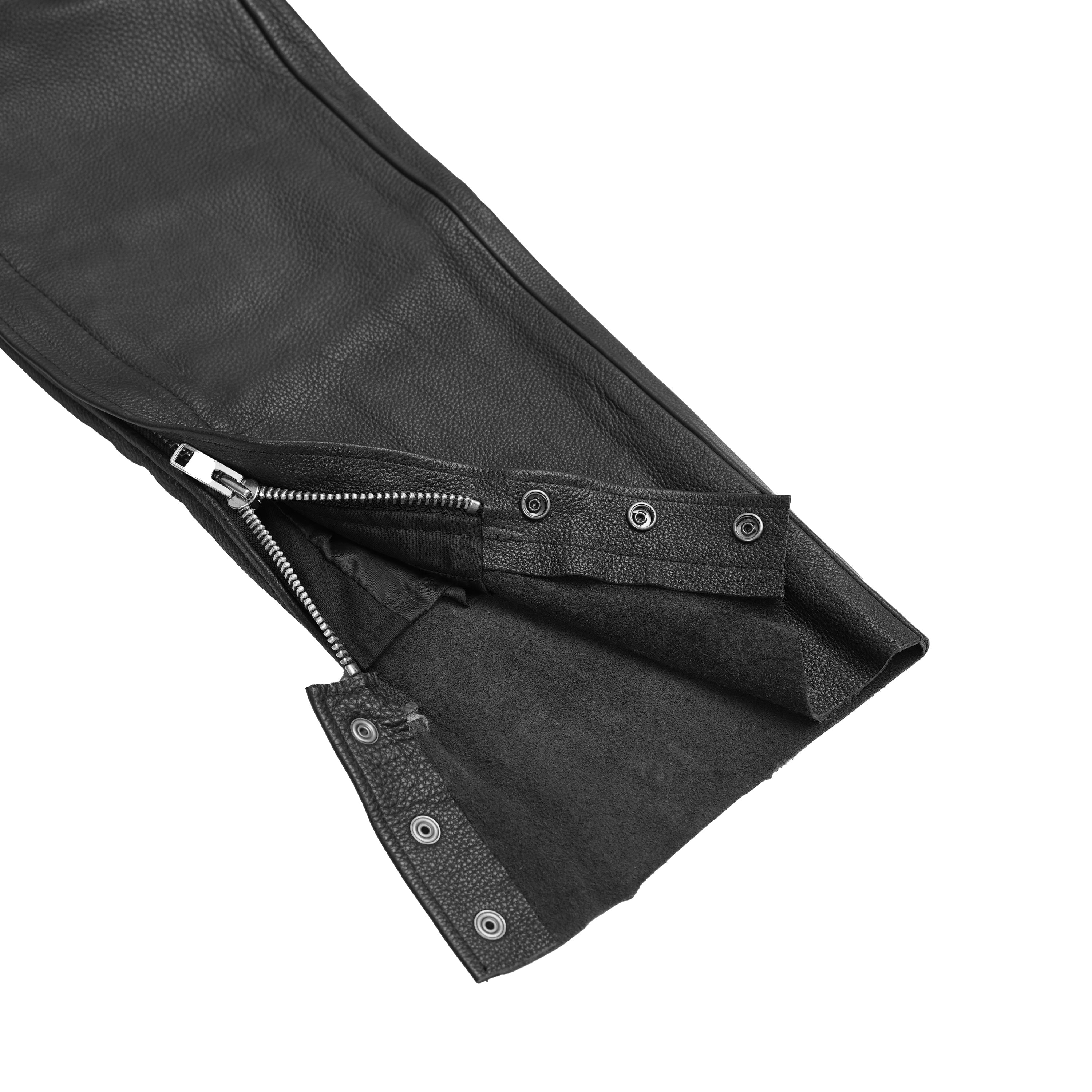 Road Rage™ Black leather motorcycle chaps