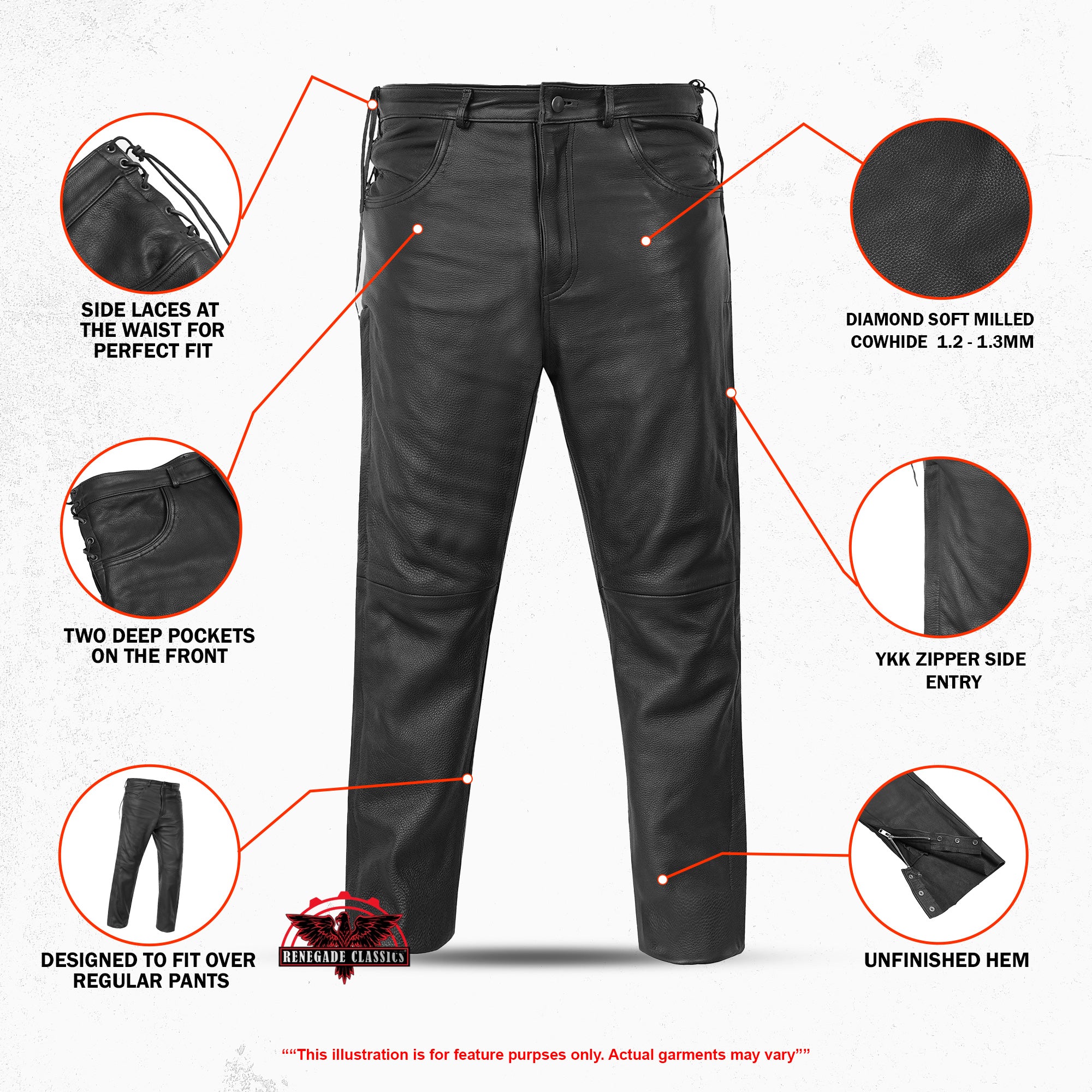 Road Rage™ Black leather motorcycle chaps