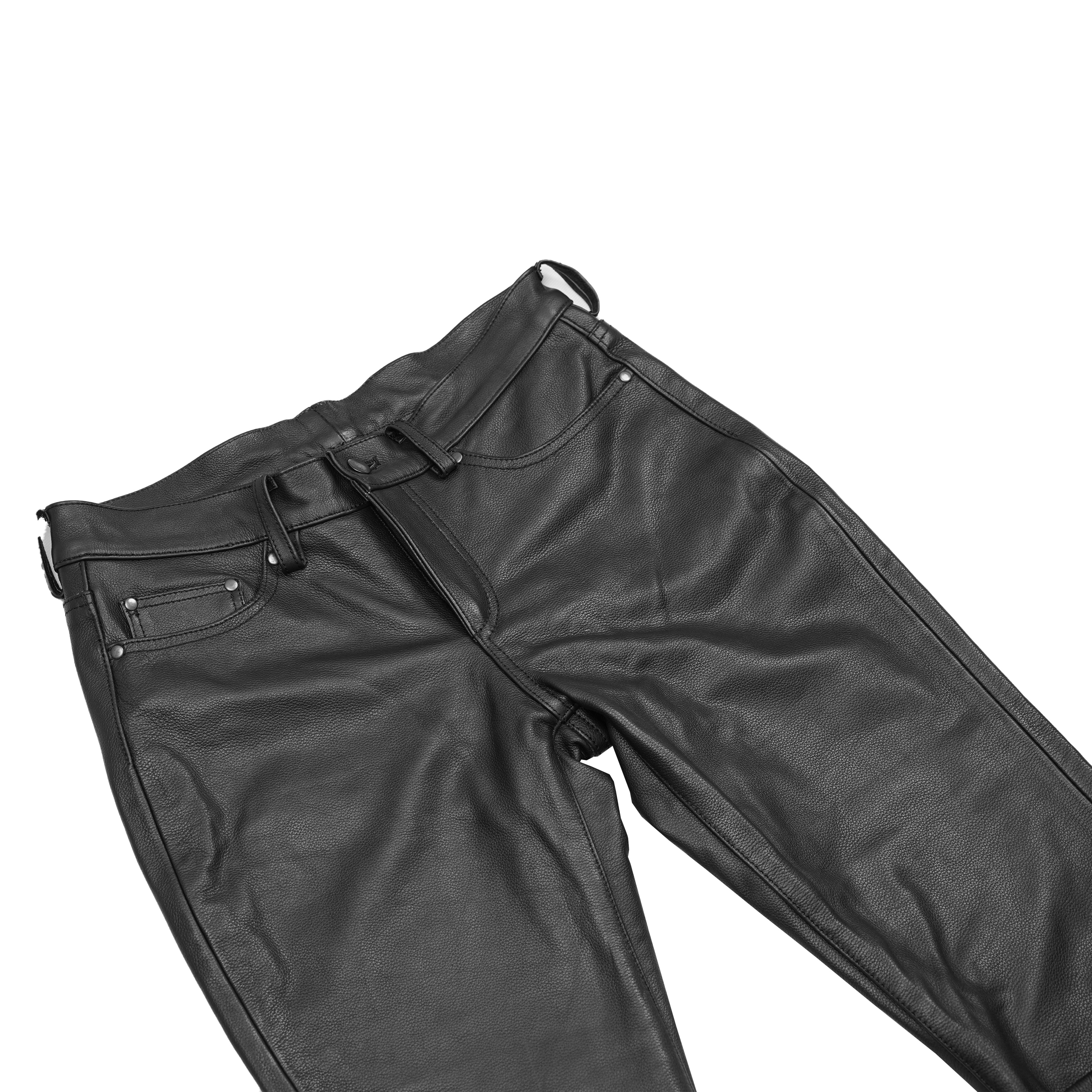Onedrive Men's Black leather motorcycle pants
