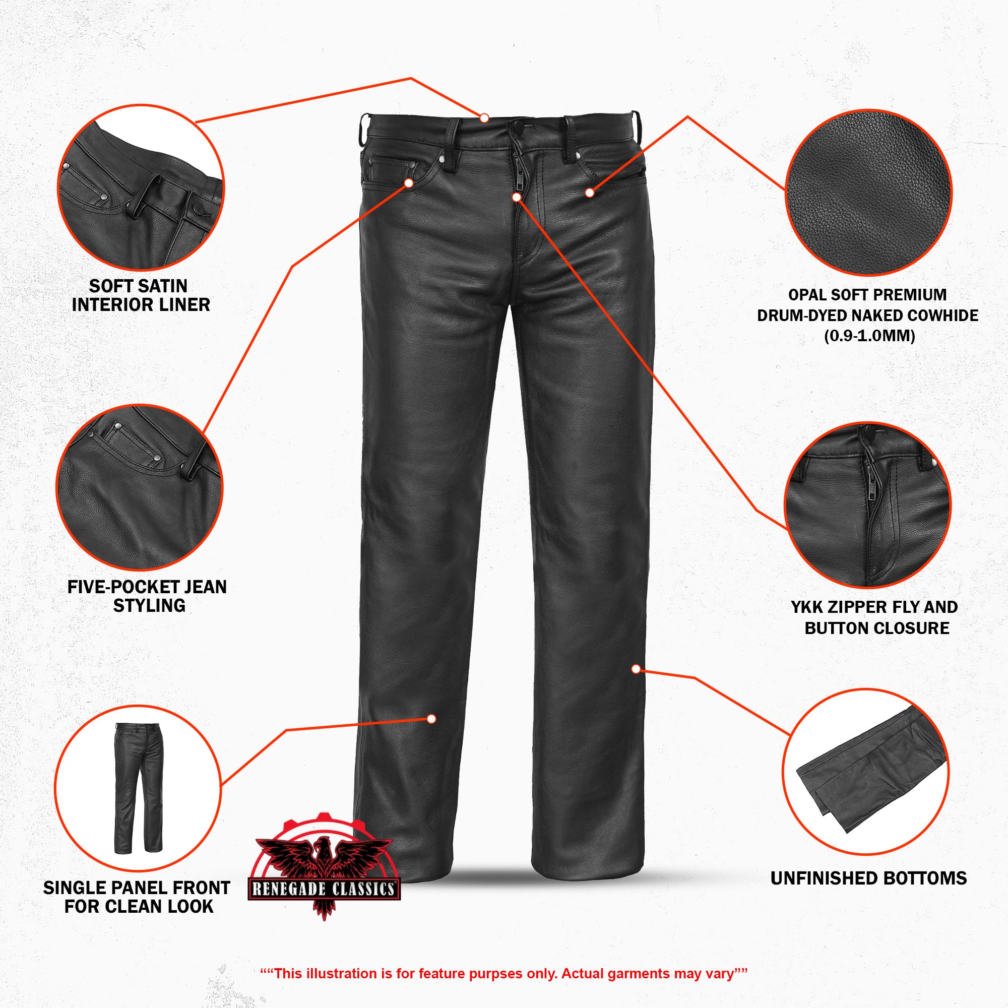 Onedrive Men's Black leather motorcycle pants