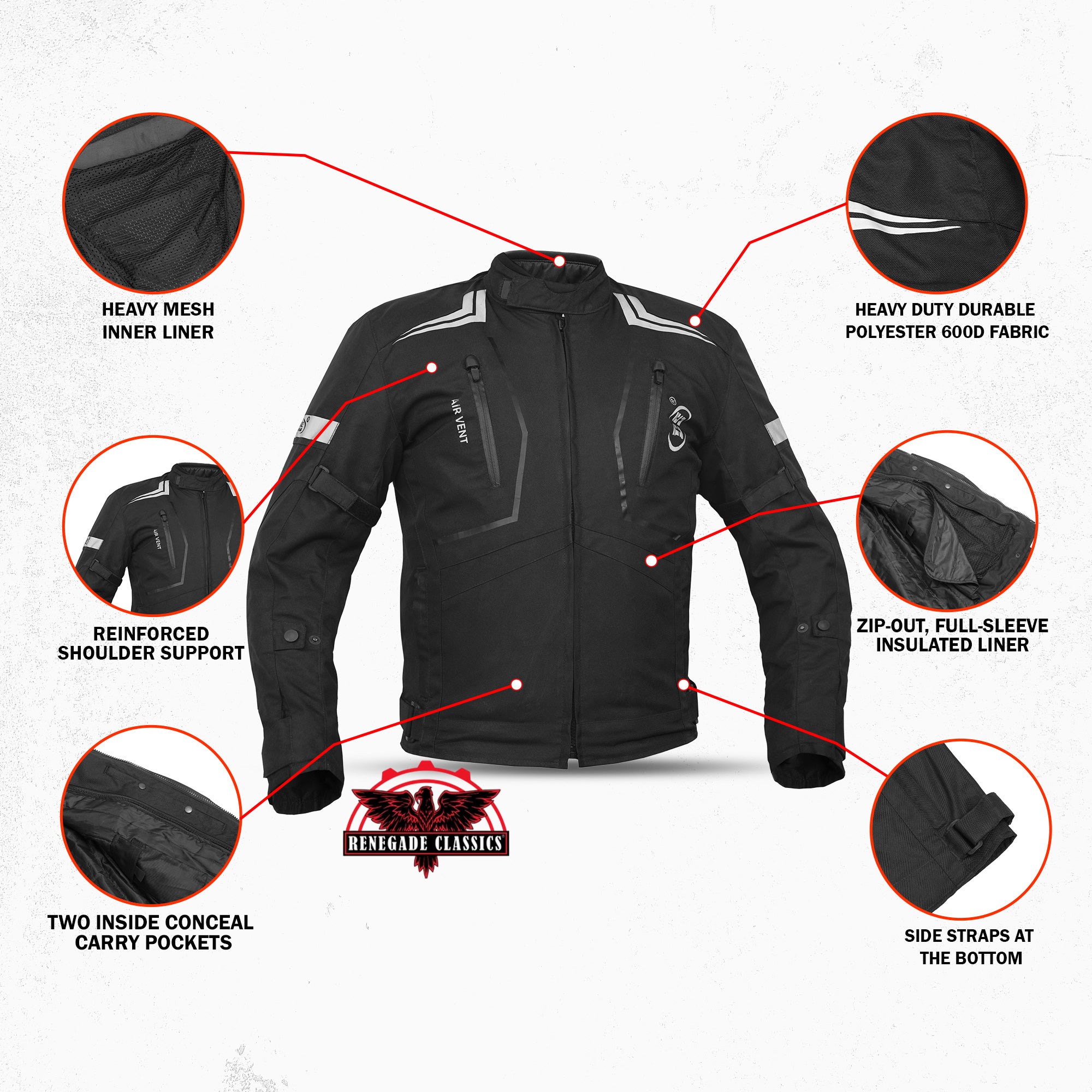 Blackwing™ Mens Textile Motorcycle Jacket  - Black