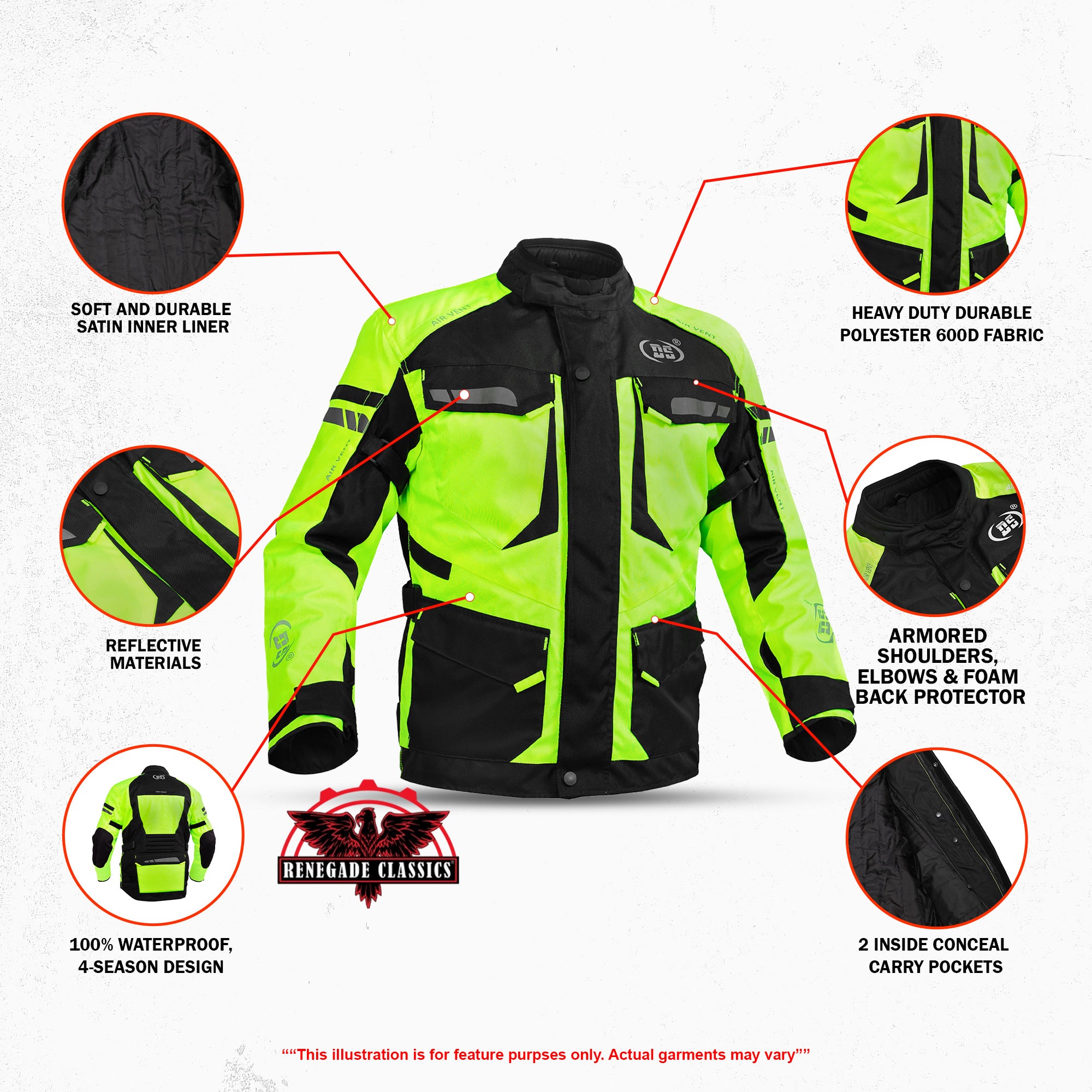 Prism™ Hi-Vis Mens Textile Motorycycle Jacket