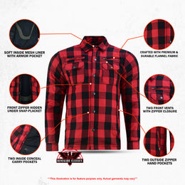 Alpha Check™ Men's Plaid Flannel Shirt - Red and Black Shaded