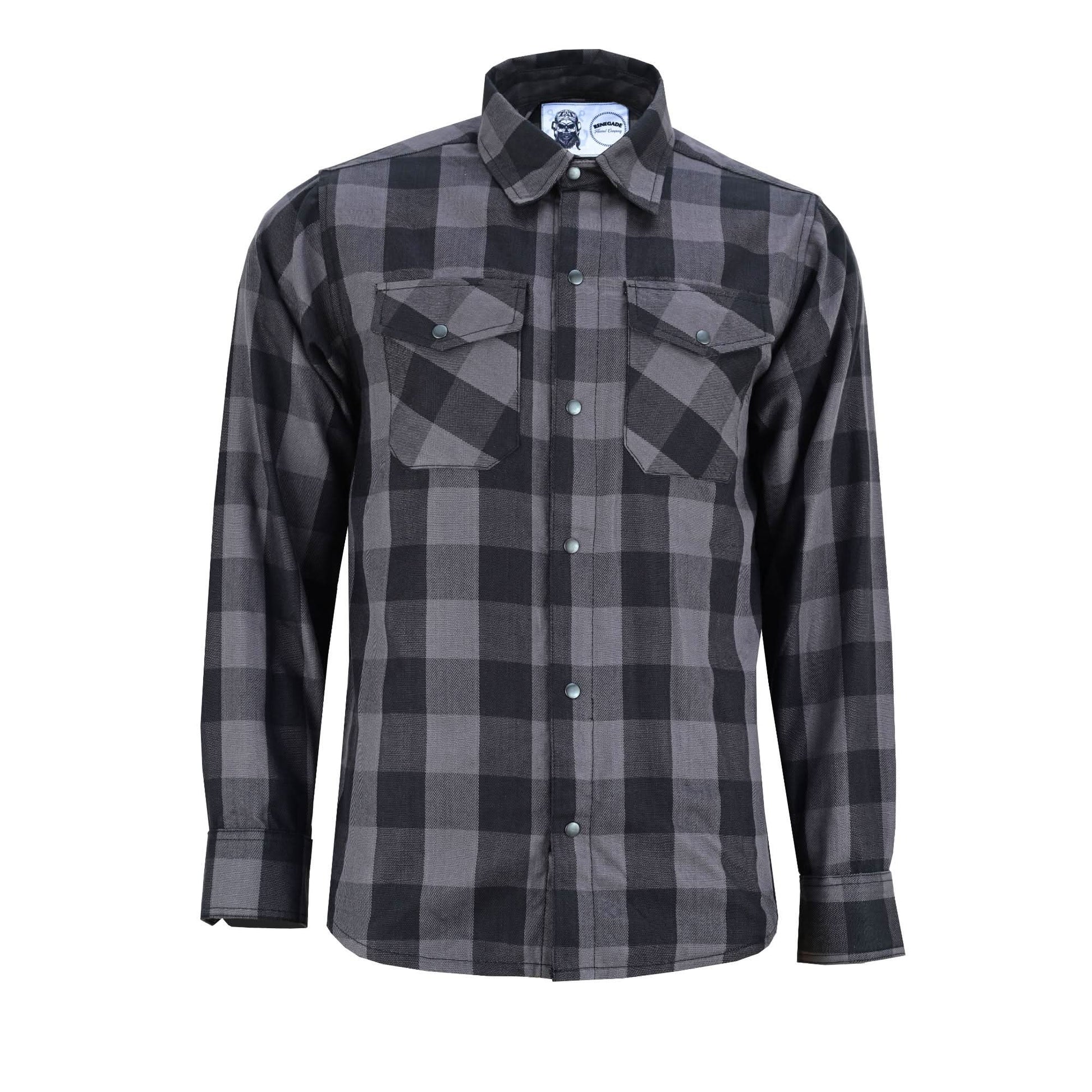 Gray Ride Men's Classic Plaid Flannel Shirt - Black & Gray Flannels Renegade Classics