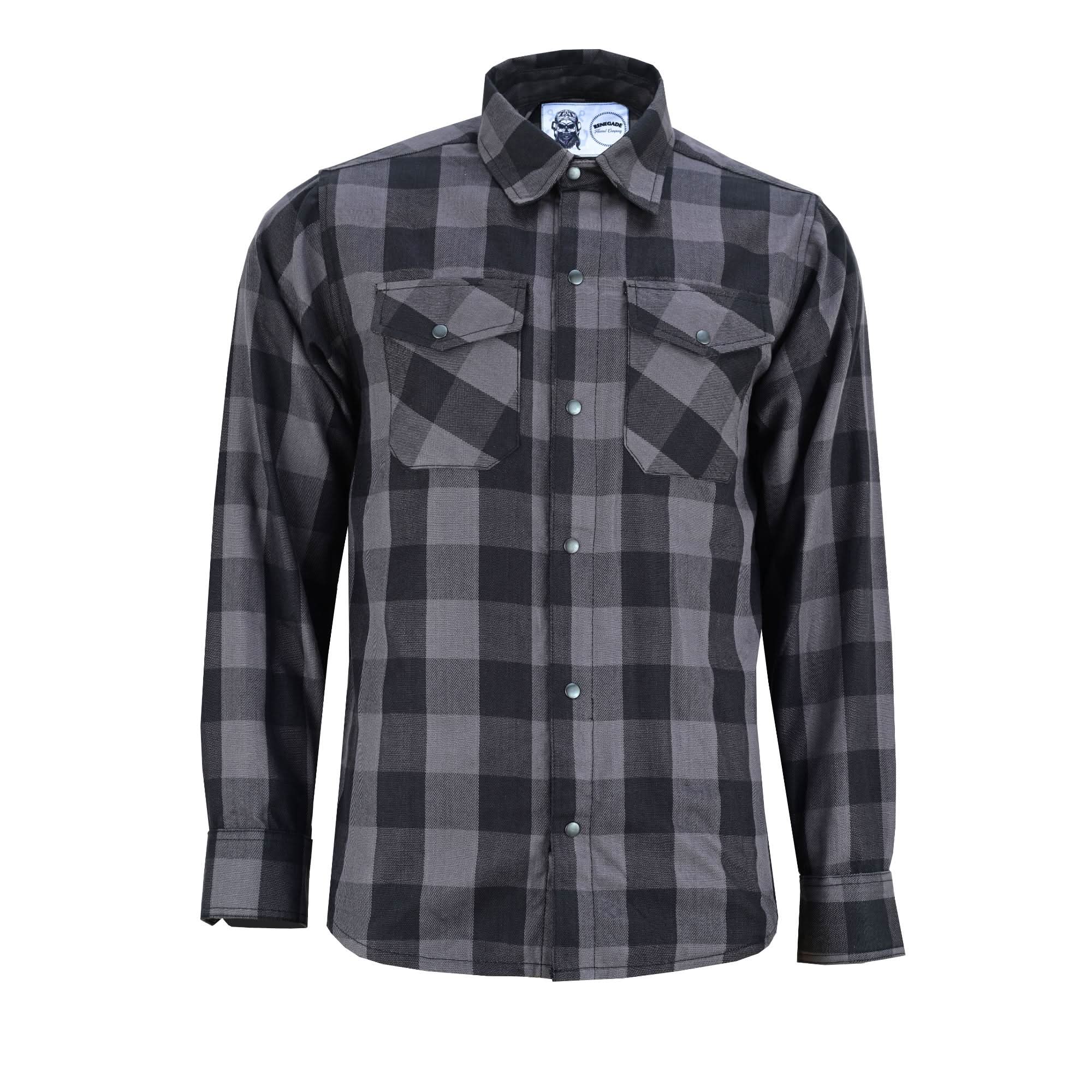 Gray Ride Men's Classic Plaid Flannel Shirt - Black & Gray Flannels Renegade Classics