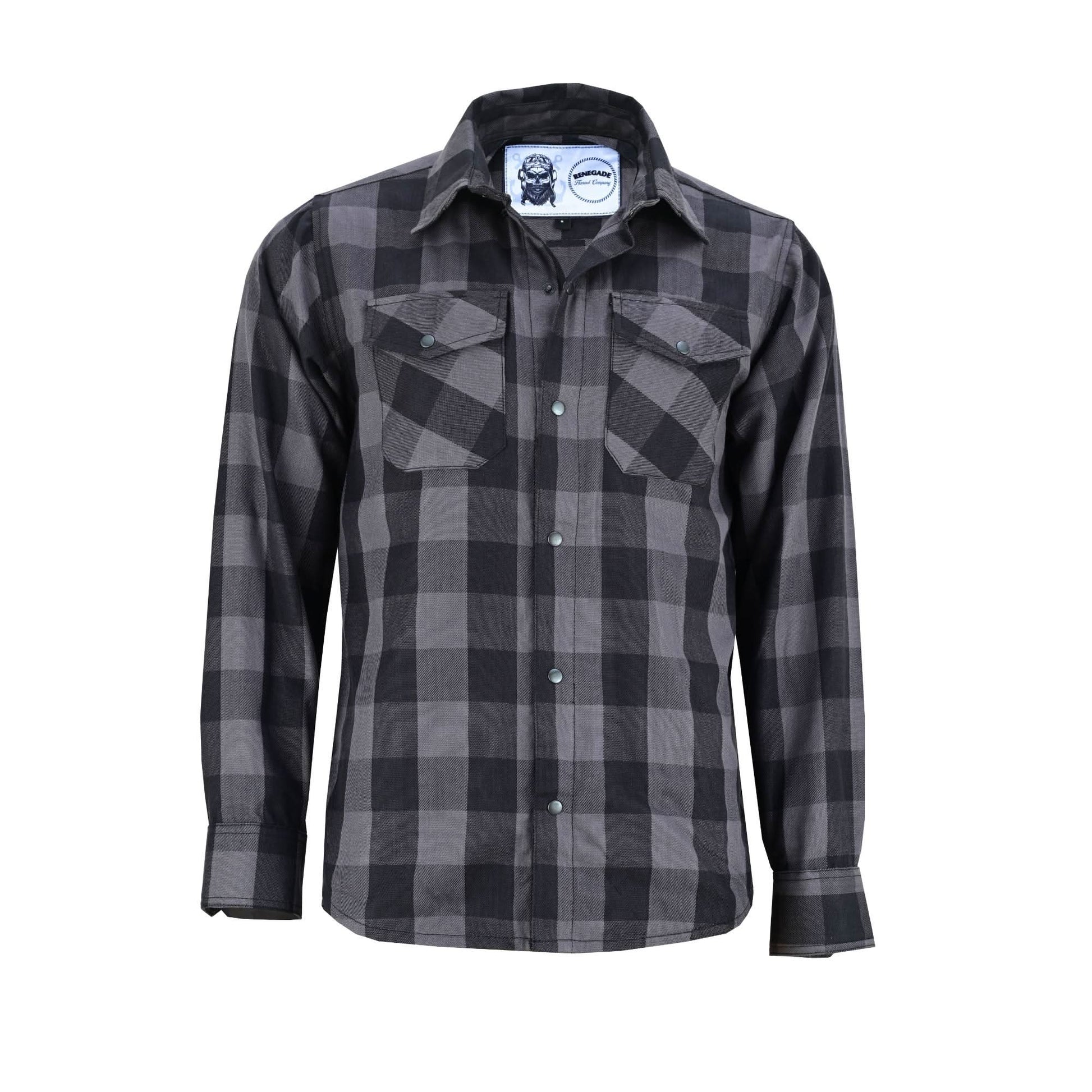 Gray Ride Men's Classic Plaid Flannel Shirt - Black & Gray Flannels Renegade Classics