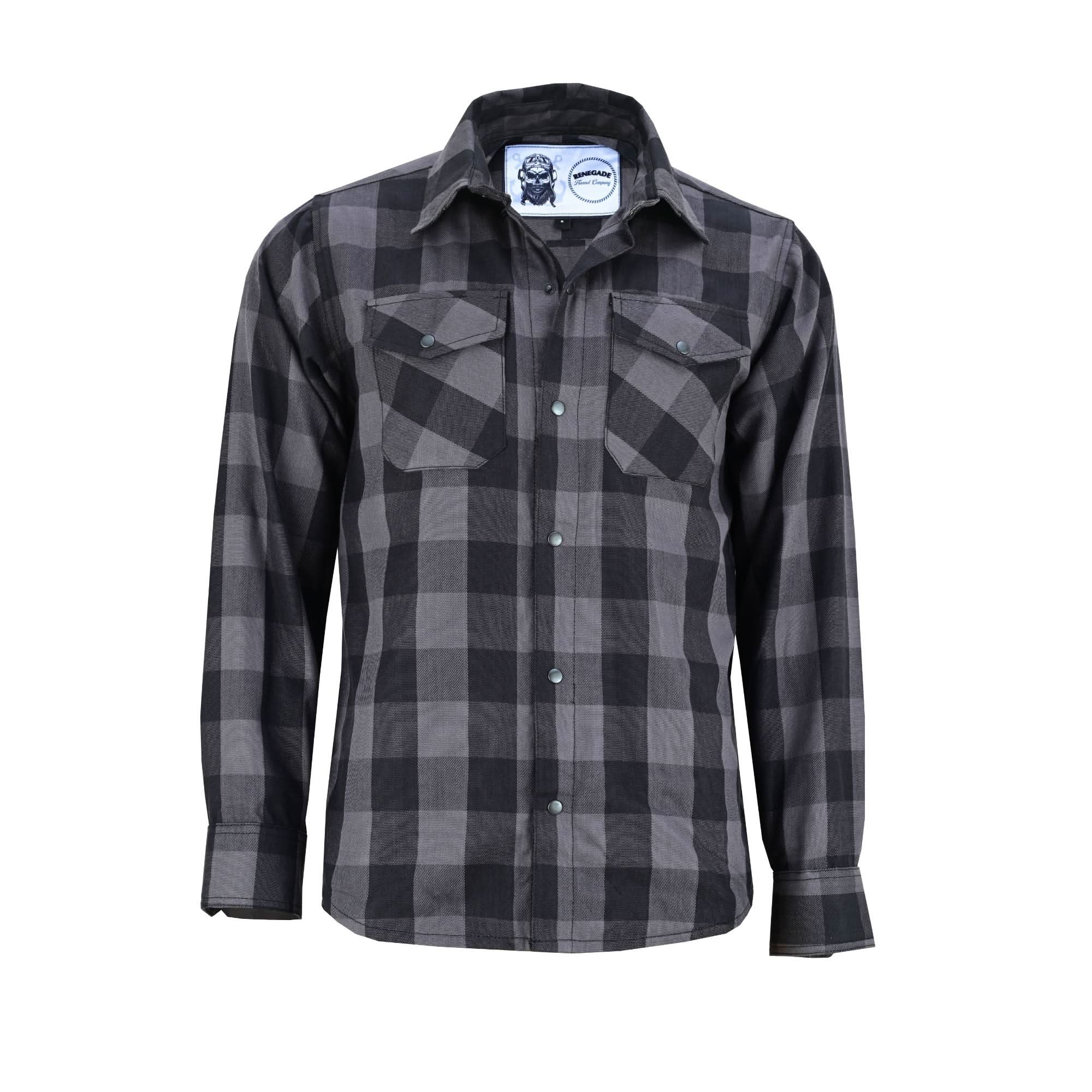 Gray Ride Men's Classic Plaid Flannel Shirt - Black & Gray Flannels Renegade Classics