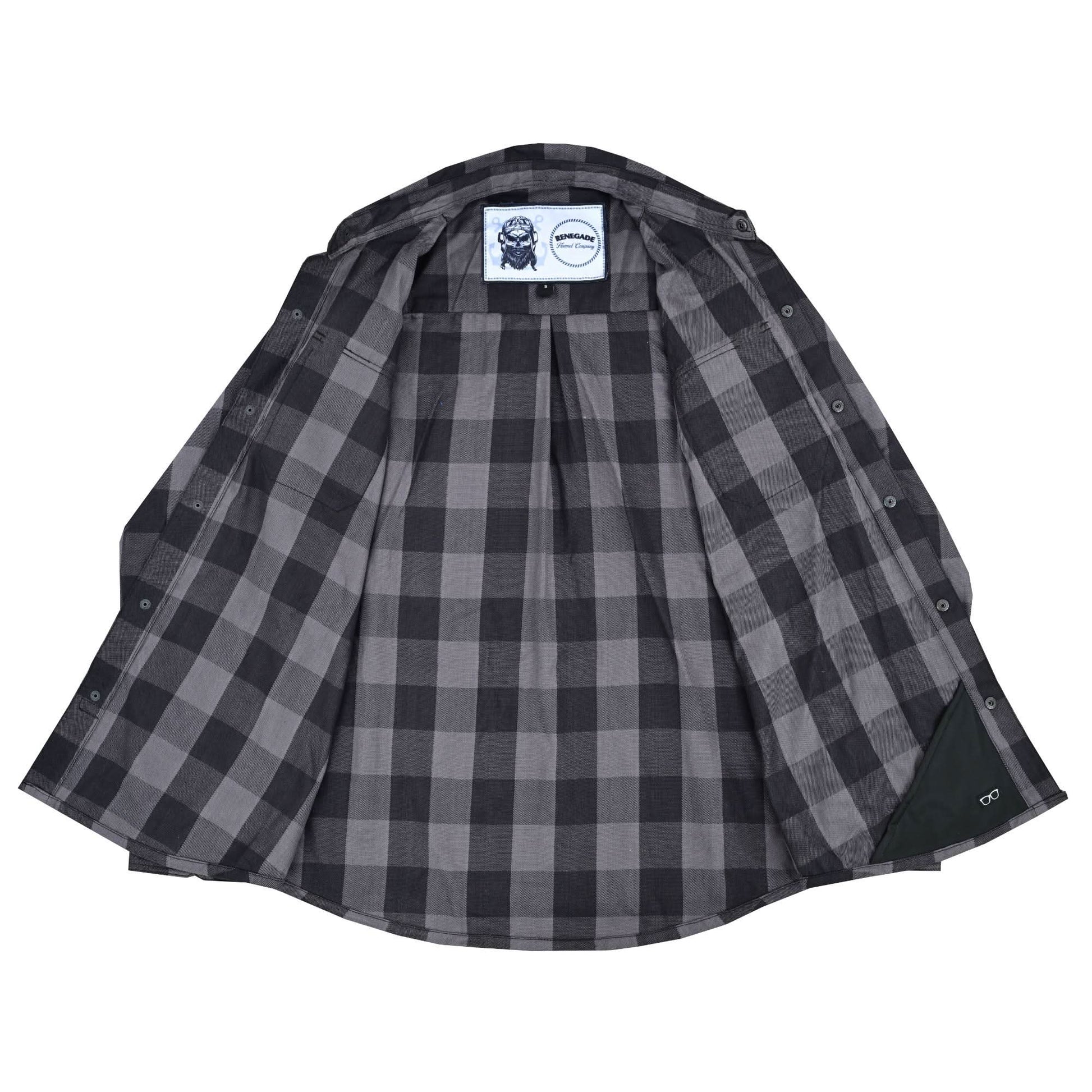 Gray Ride Men's Classic Plaid Flannel Shirt - Black & Gray Flannels Renegade Classics