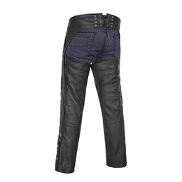 Rider Shield Black leather motorcycle chaps - Black