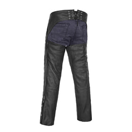 Rider Shield™ Black leather motorcycle chaps - Black