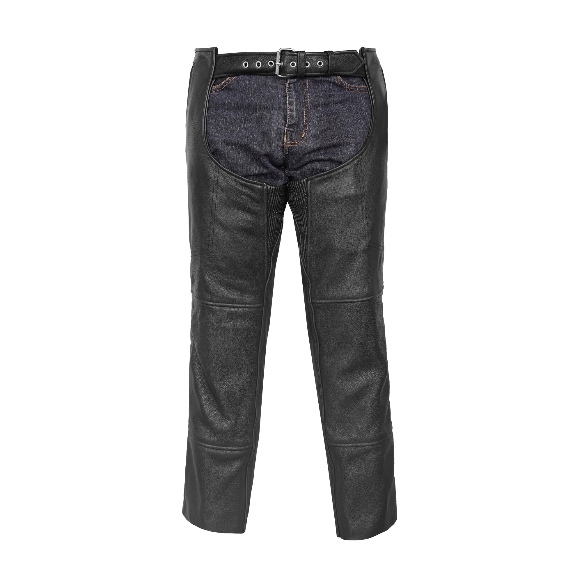Rider Shield™ Black leather motorcycle chaps - Black