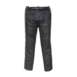 Rider Shield™ Black leather motorcycle chaps - Black