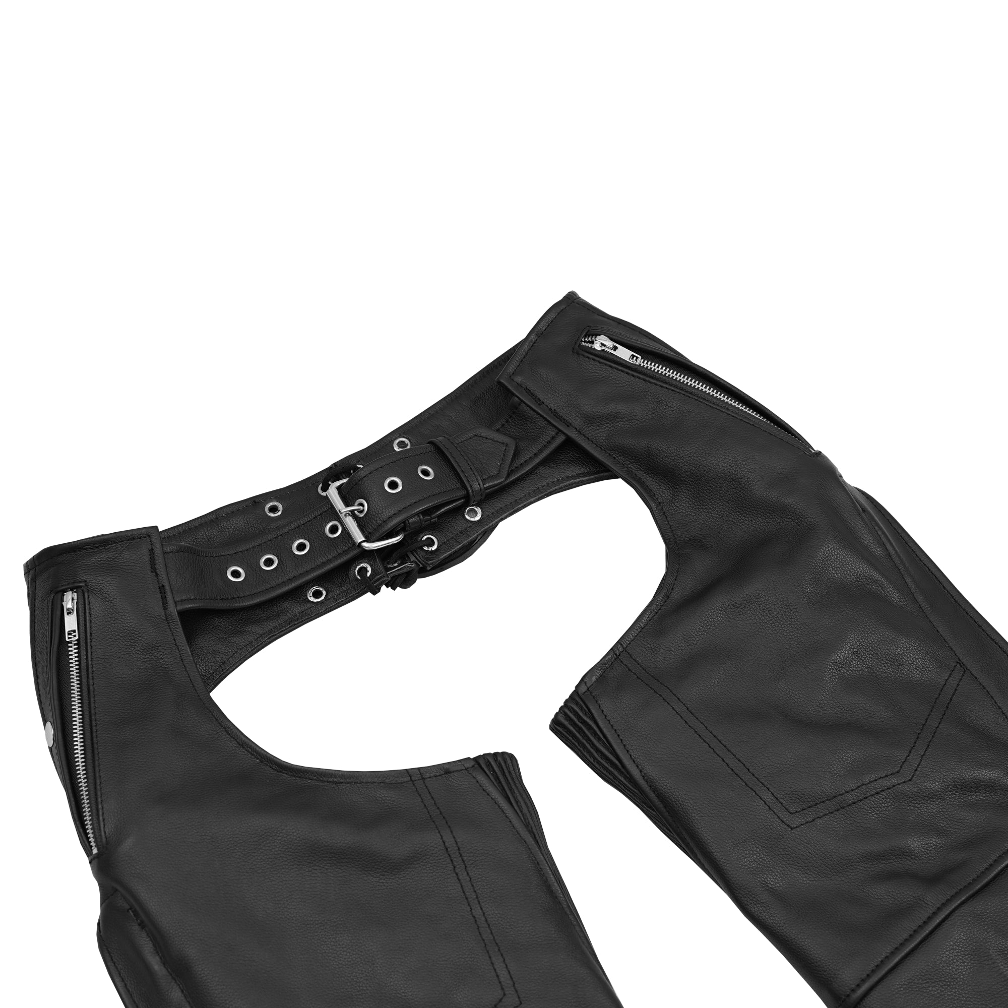 Rider Shield™ Black leather motorcycle chaps - Black