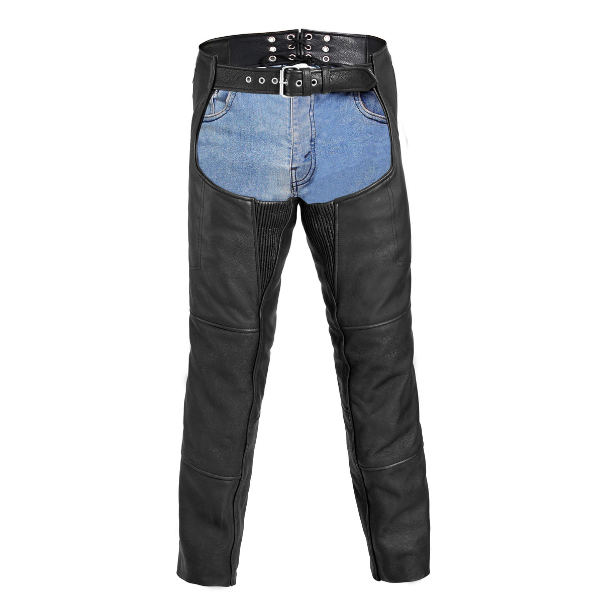 Ribbed Unisex Leather Motorcycle Chaps