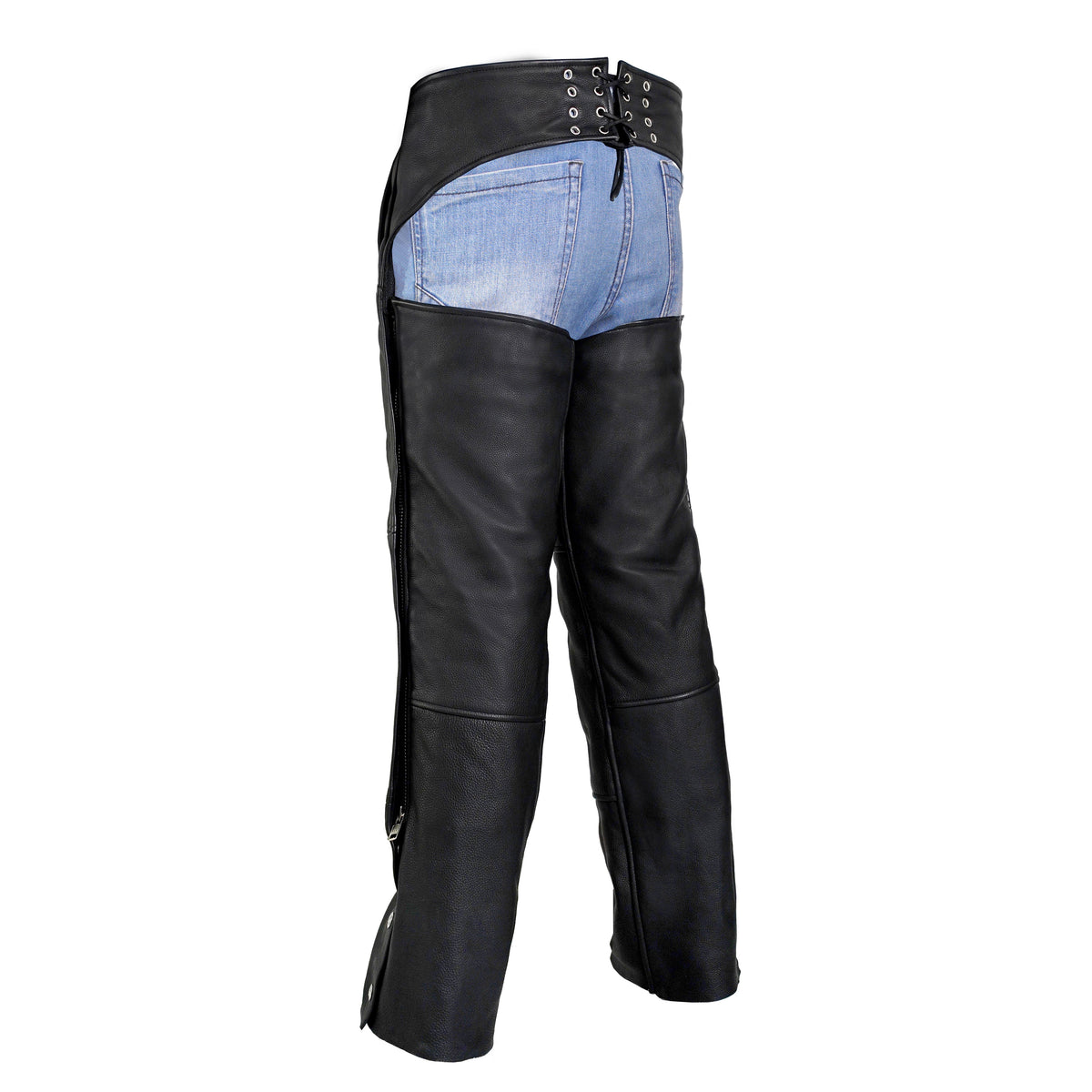 Ribbed Unisex Leather Motorcycle Chaps