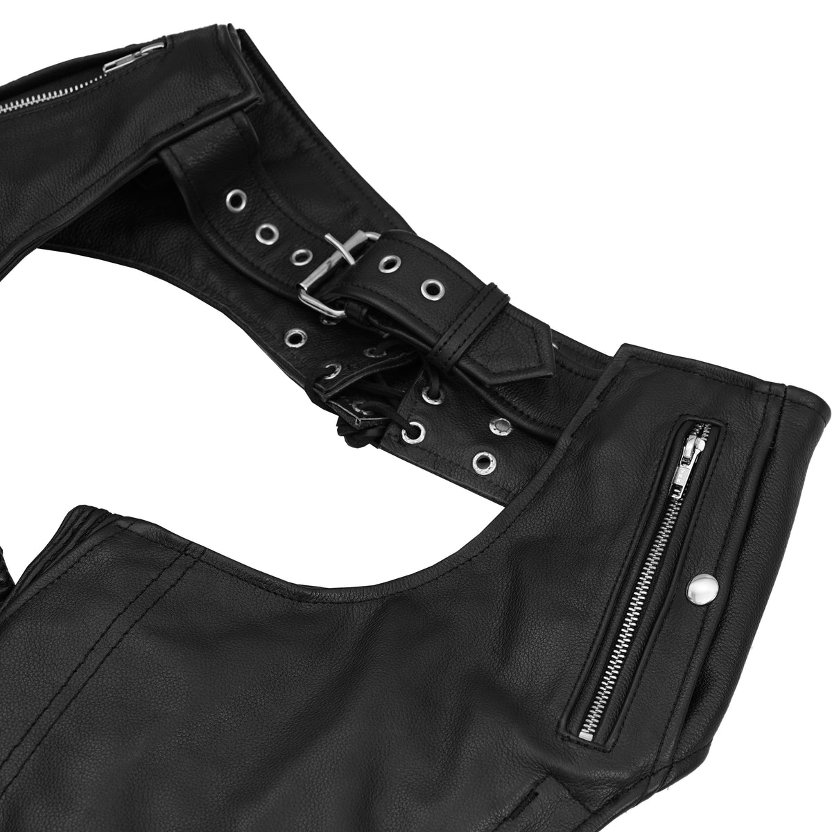 Ribbed Unisex Leather Motorcycle Chaps